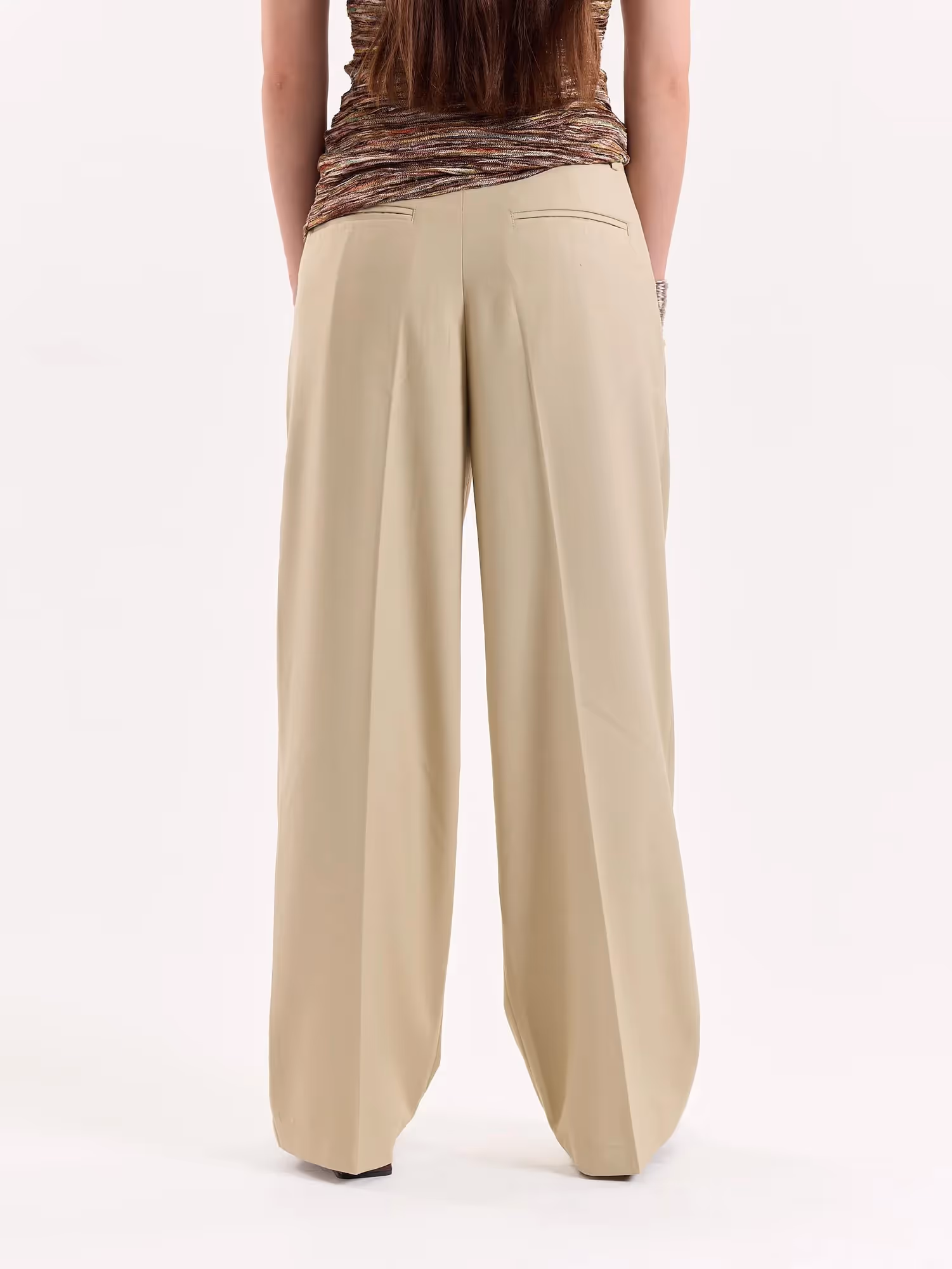 Beige Baggy Fit Trousers  image 7