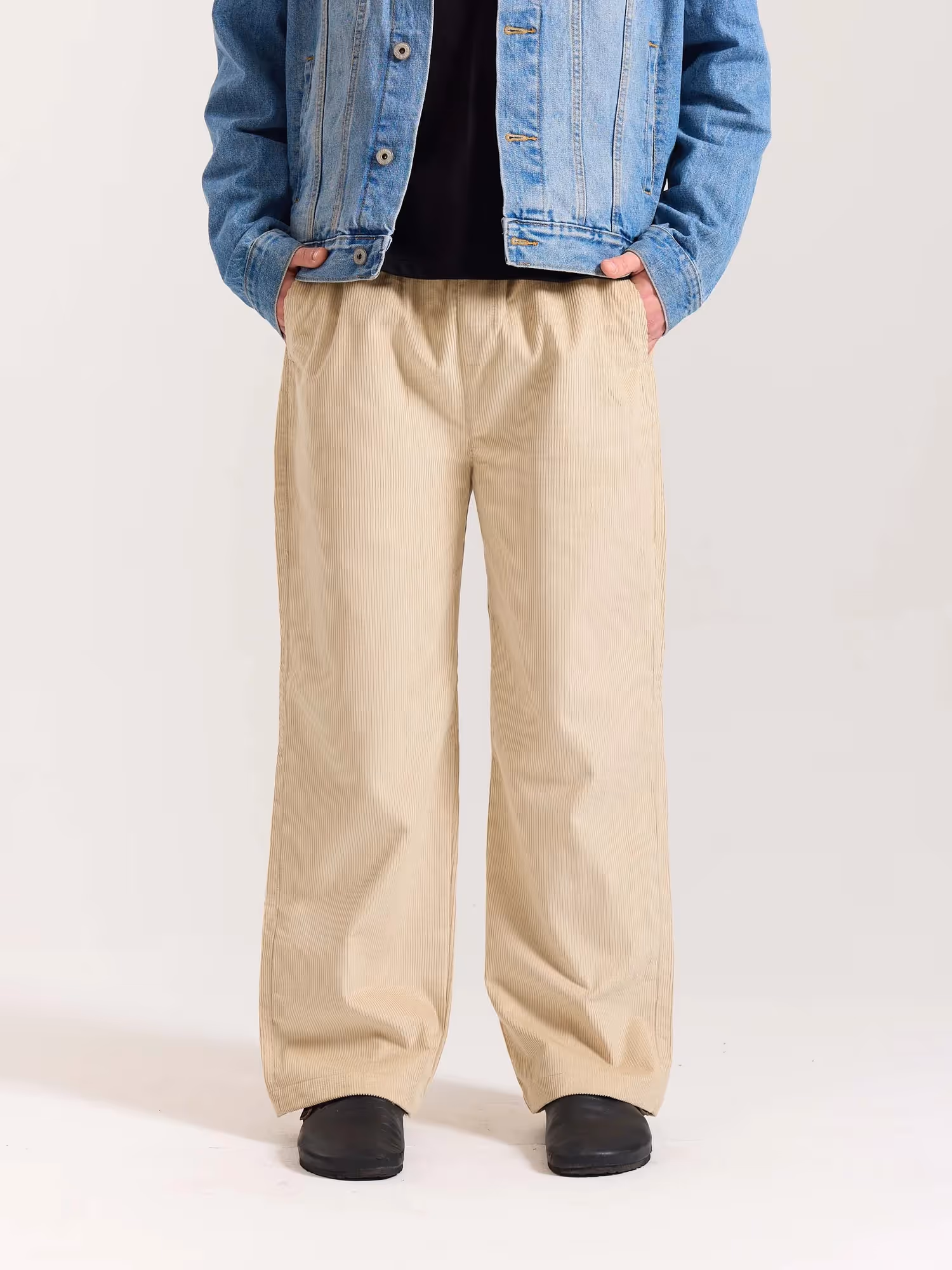 Beige Corduroy Pull-on Pants image 3