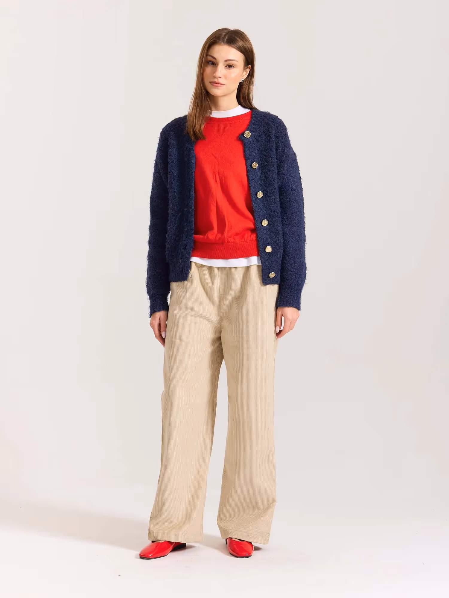 Beige Corduroy Pull-on Pants image 4