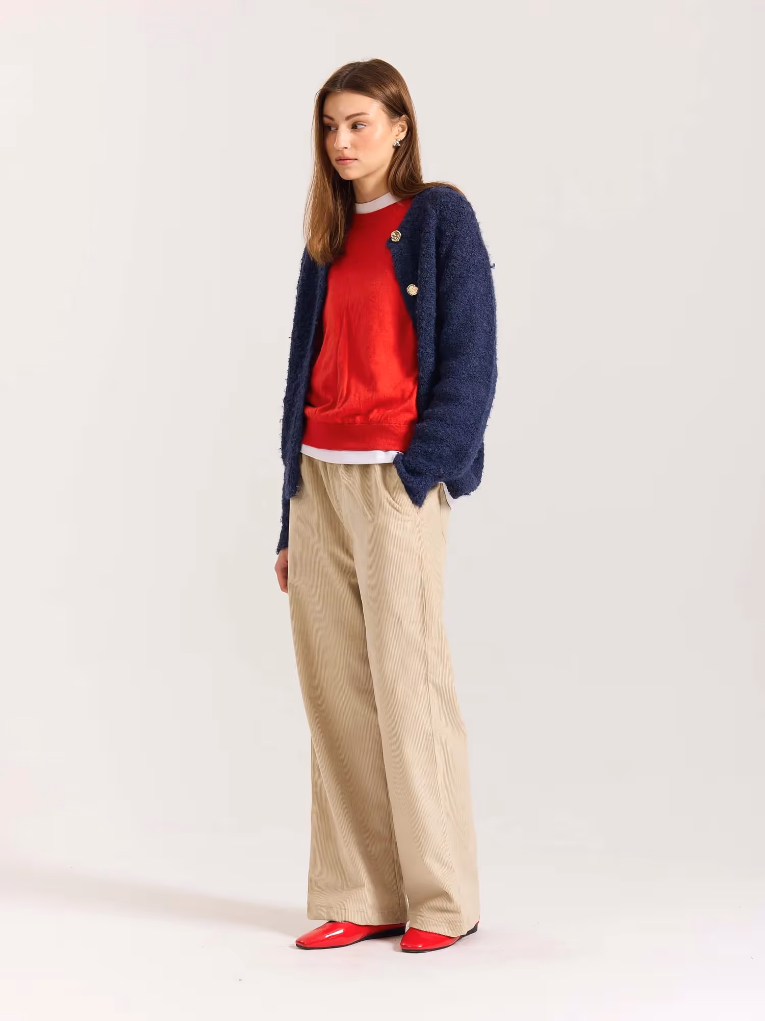 Beige Corduroy Pull-on Pants image 5