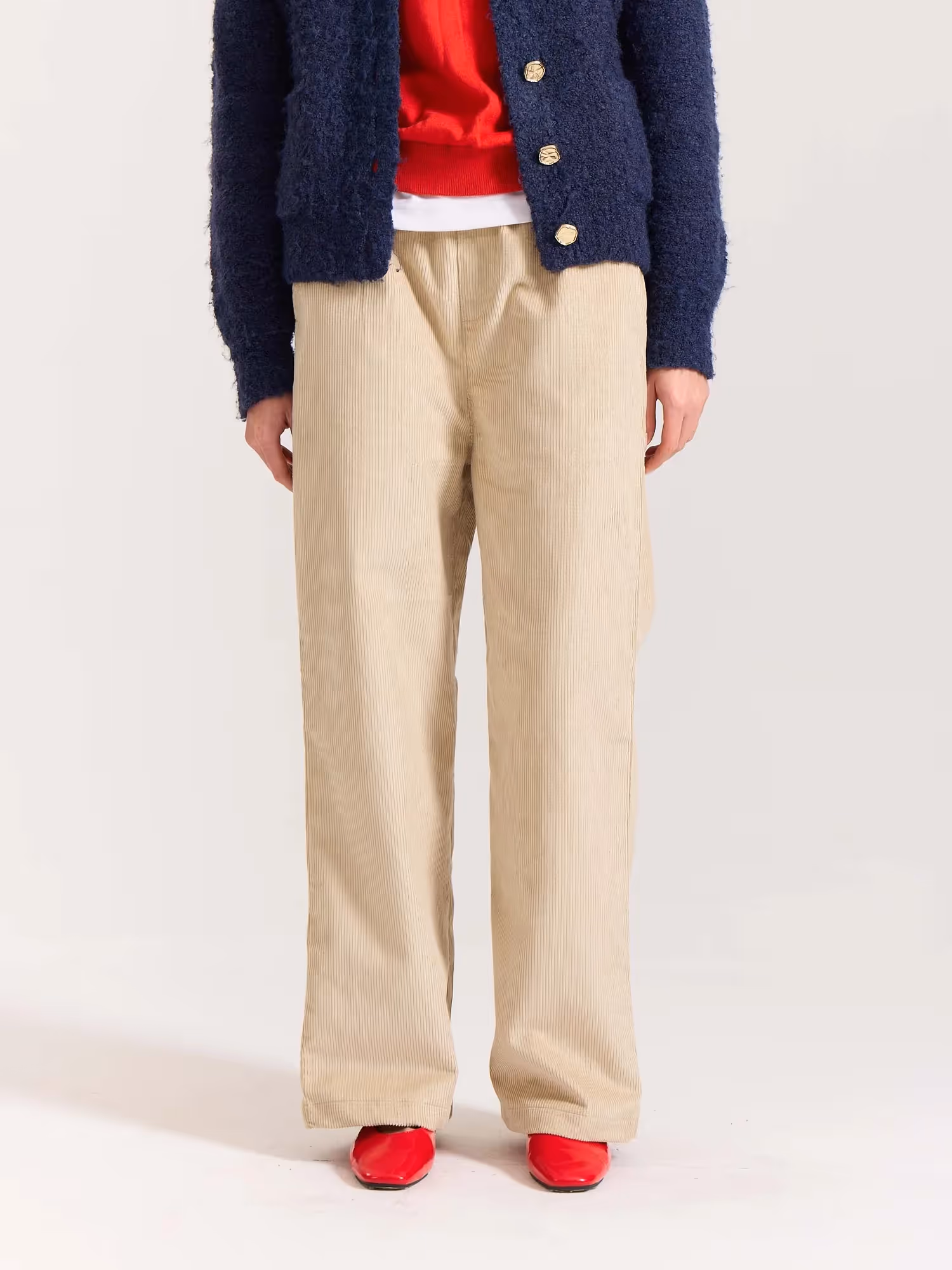 Beige Corduroy Pull-on Pants image 7
