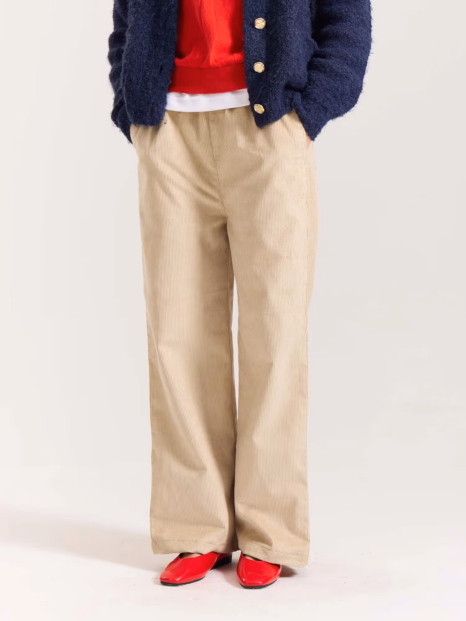 Beige Corduroy Pull-on Pants image 8