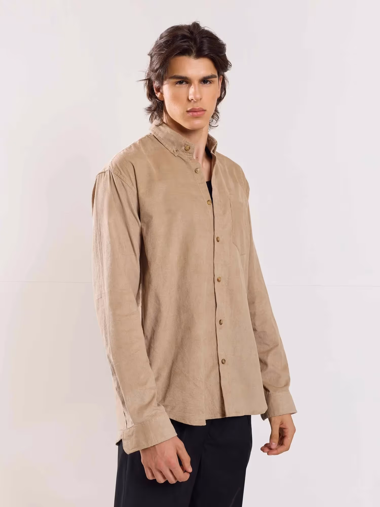 Beige Corduroy Shirt image 4