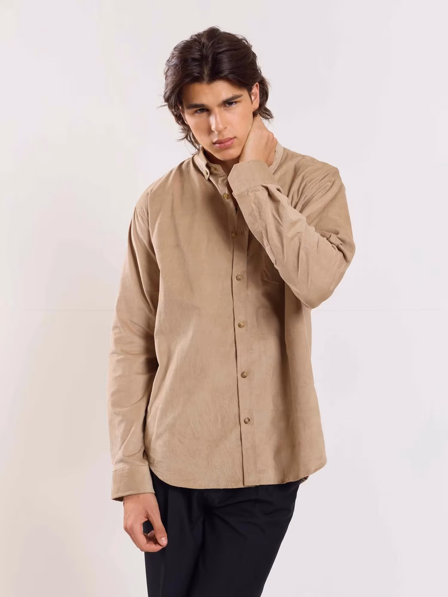 Beige Corduroy Shirt image 5