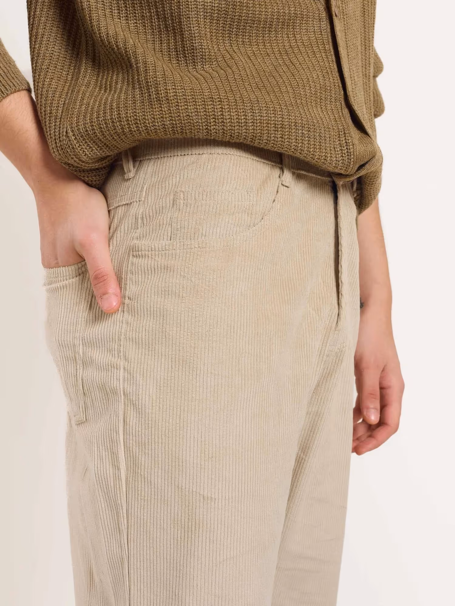 Beige Corduroy Trousers  image 3