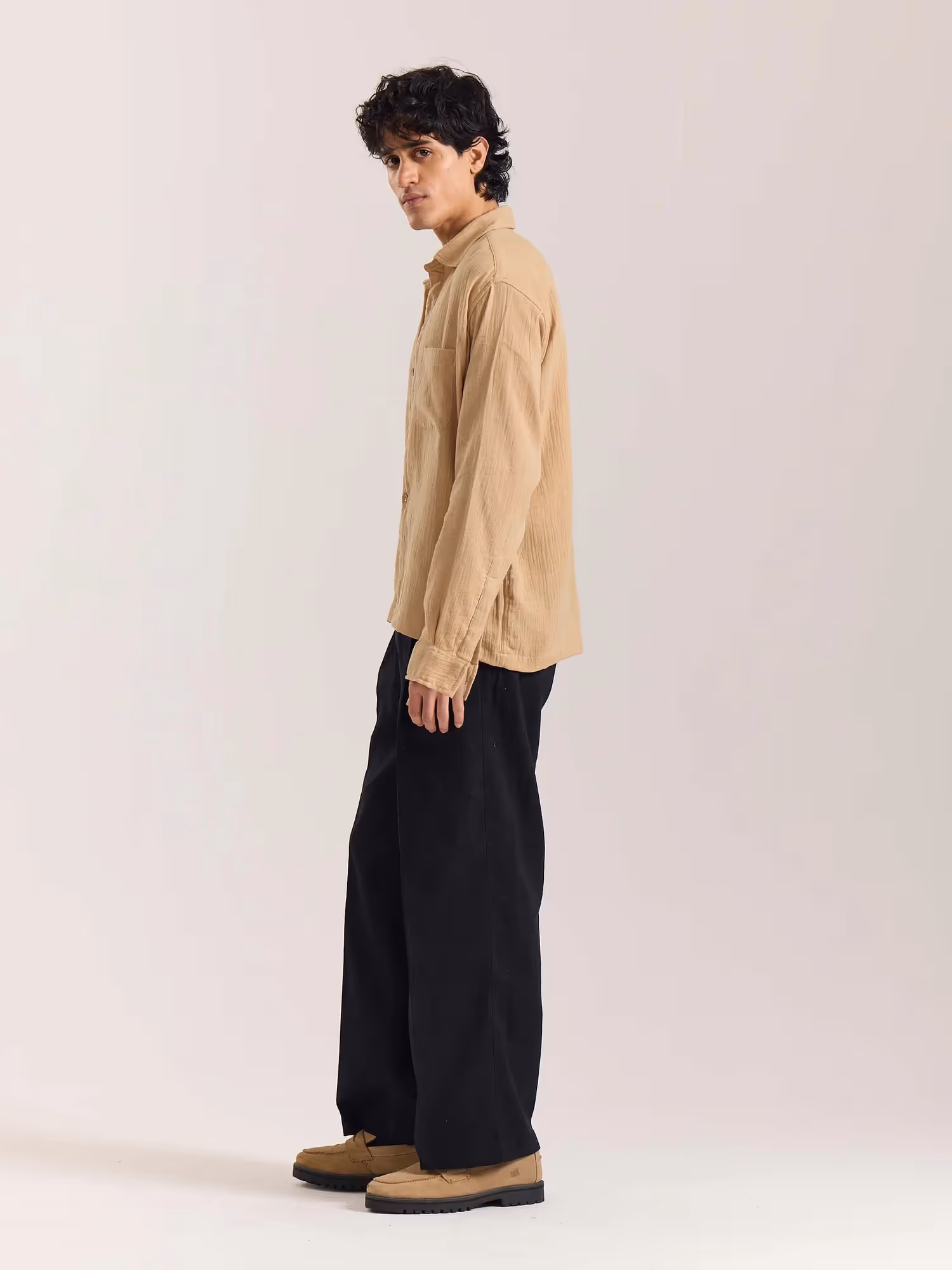 Beige Gauze Holiday Shirt  image 5
