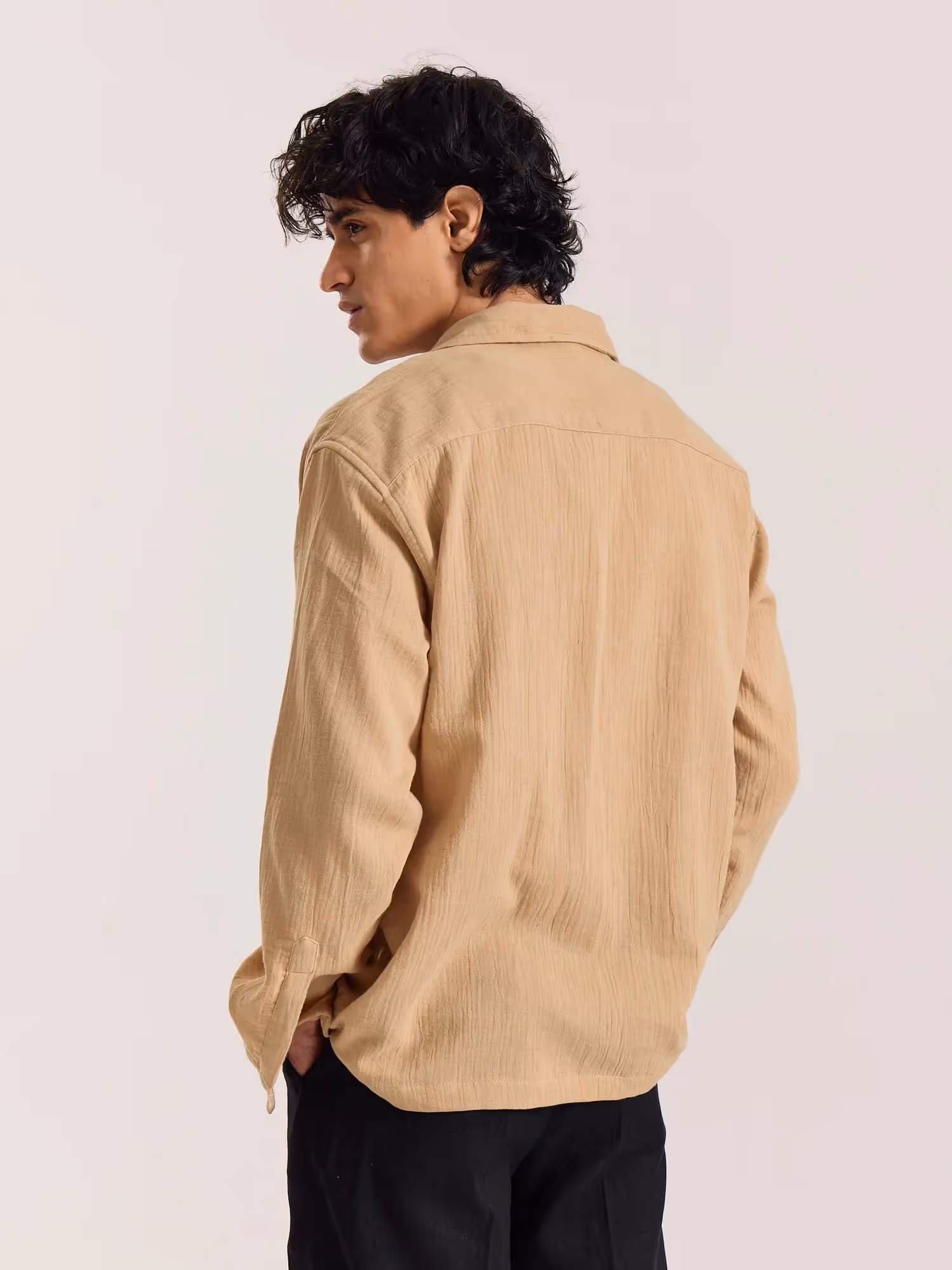 Beige Gauze Holiday Shirt  image 6