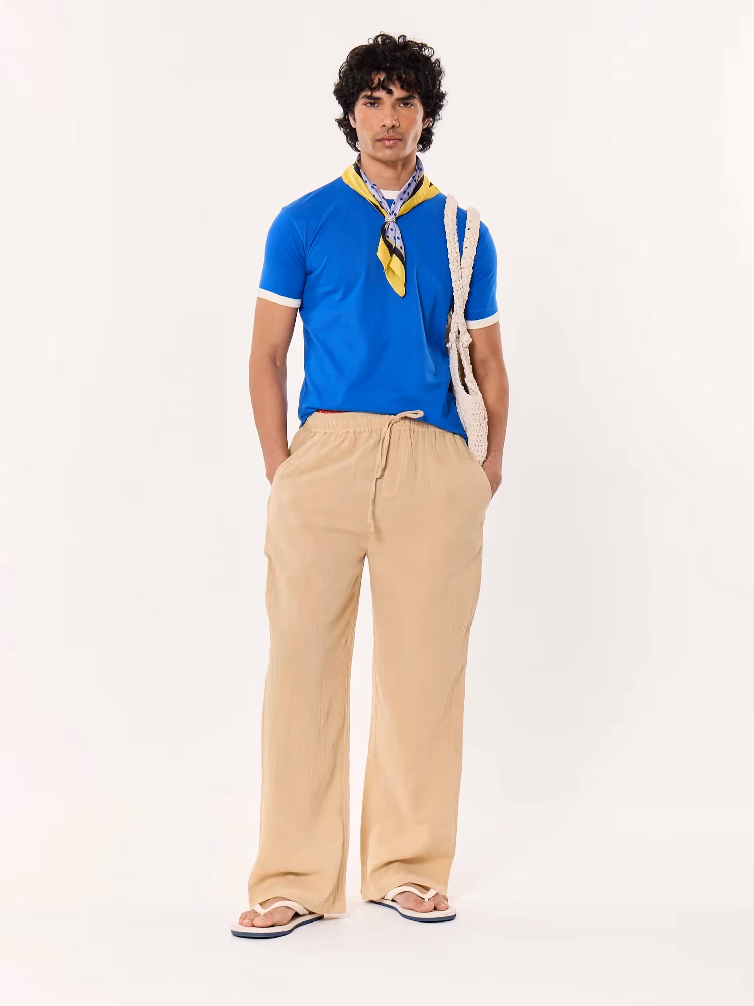 Beige Gauze Pull-on Pants image 1
