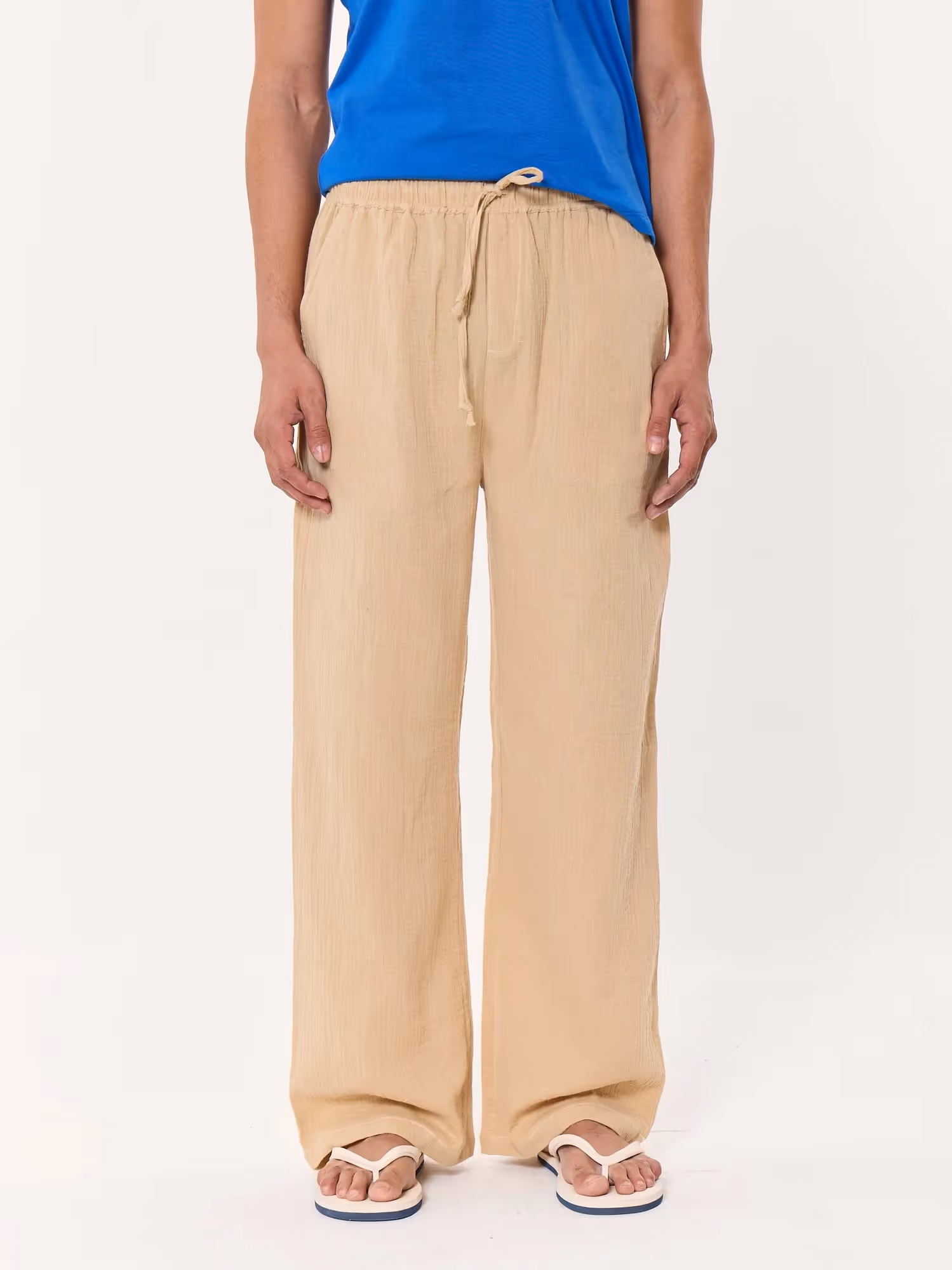 Beige Gauze Pull-on Pants image 2
