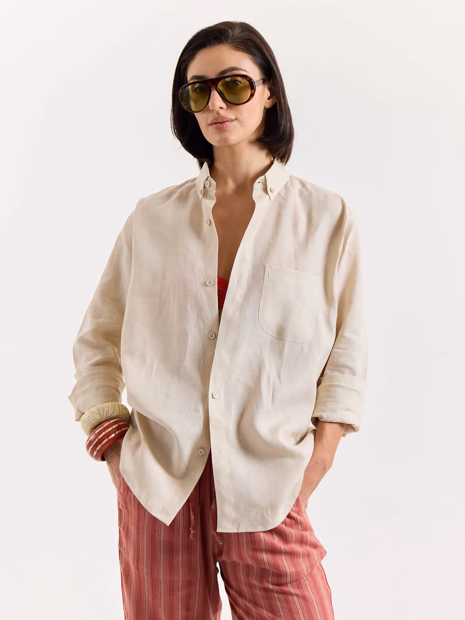 Beige Irish Linen Shirt image 4