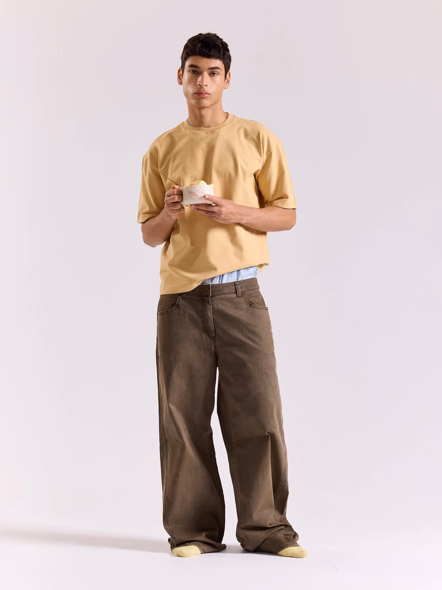 Beige Loose Fit Cropped T-Shirt image 1