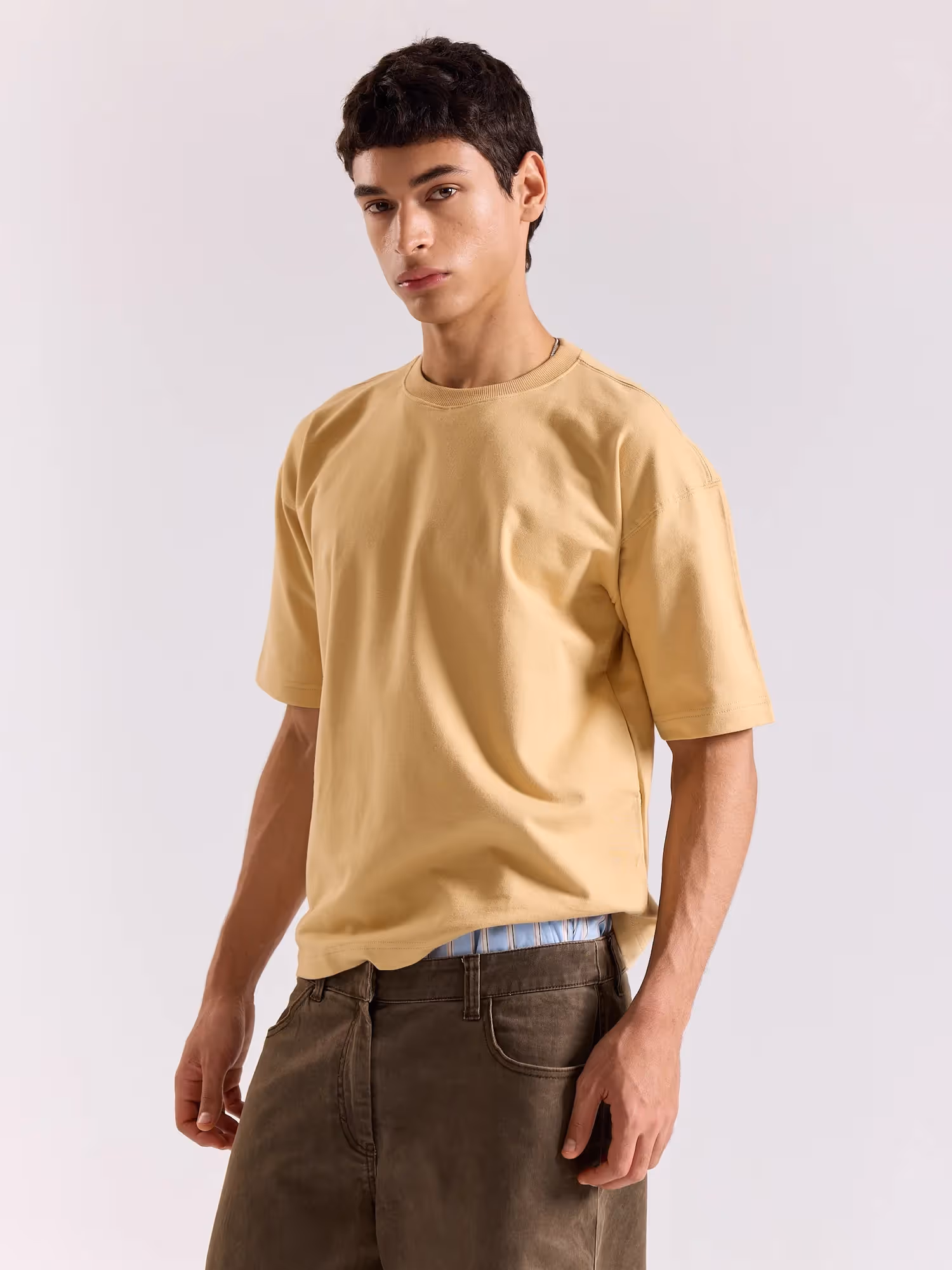 Beige Loose Fit Cropped T-Shirt image 6
