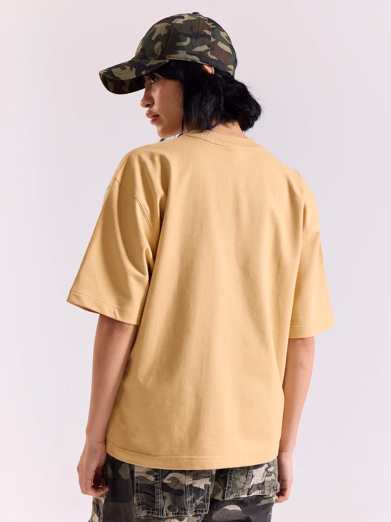 Beige Loose Fit Cropped T-Shirt image 8