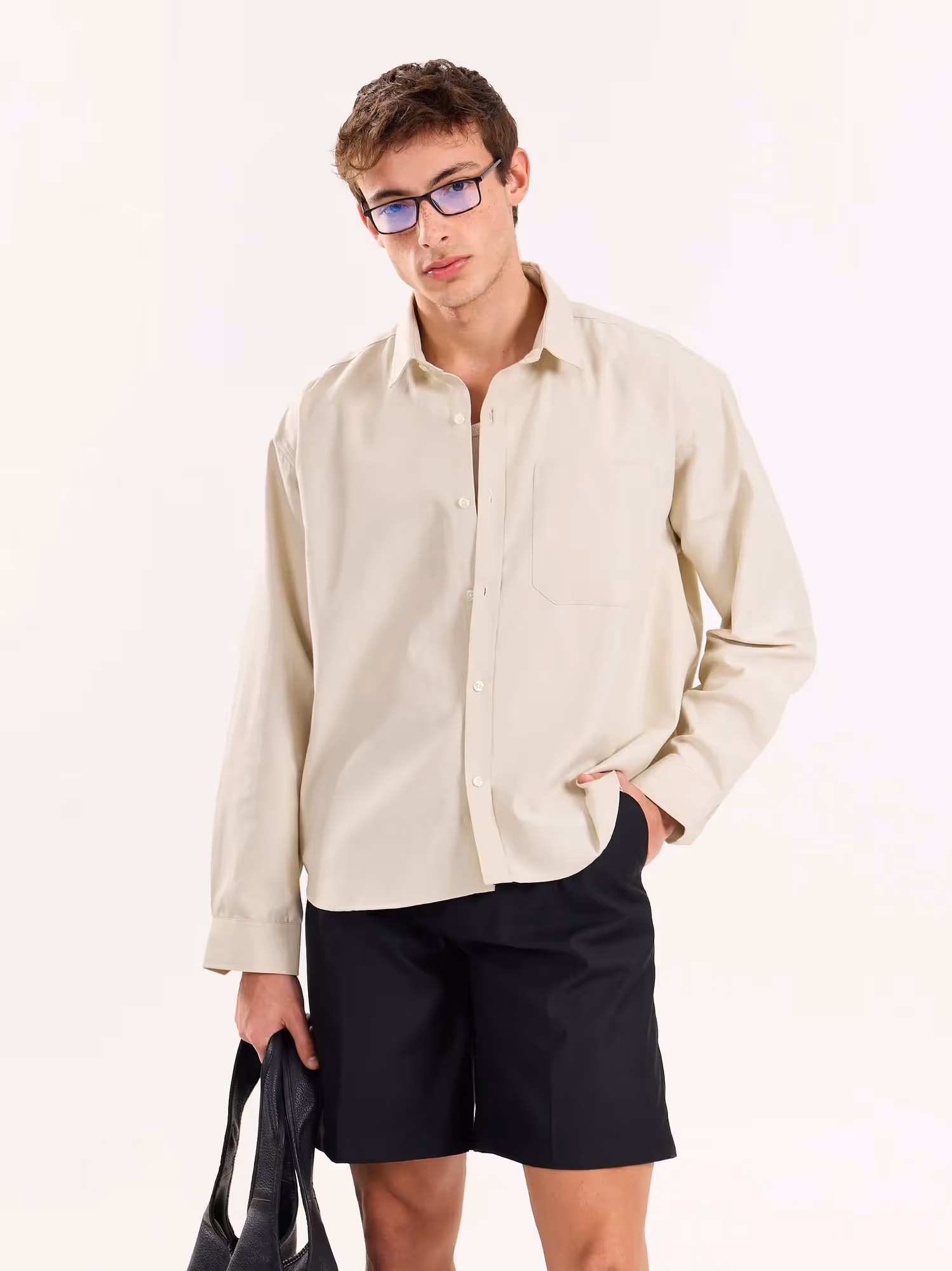 Beige Oversized Cropped Shirt  image 2