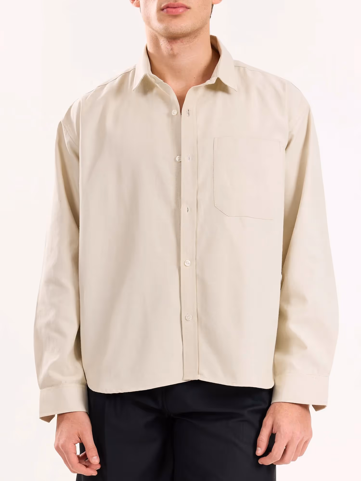Beige Oversized Cropped Shirt  image 6