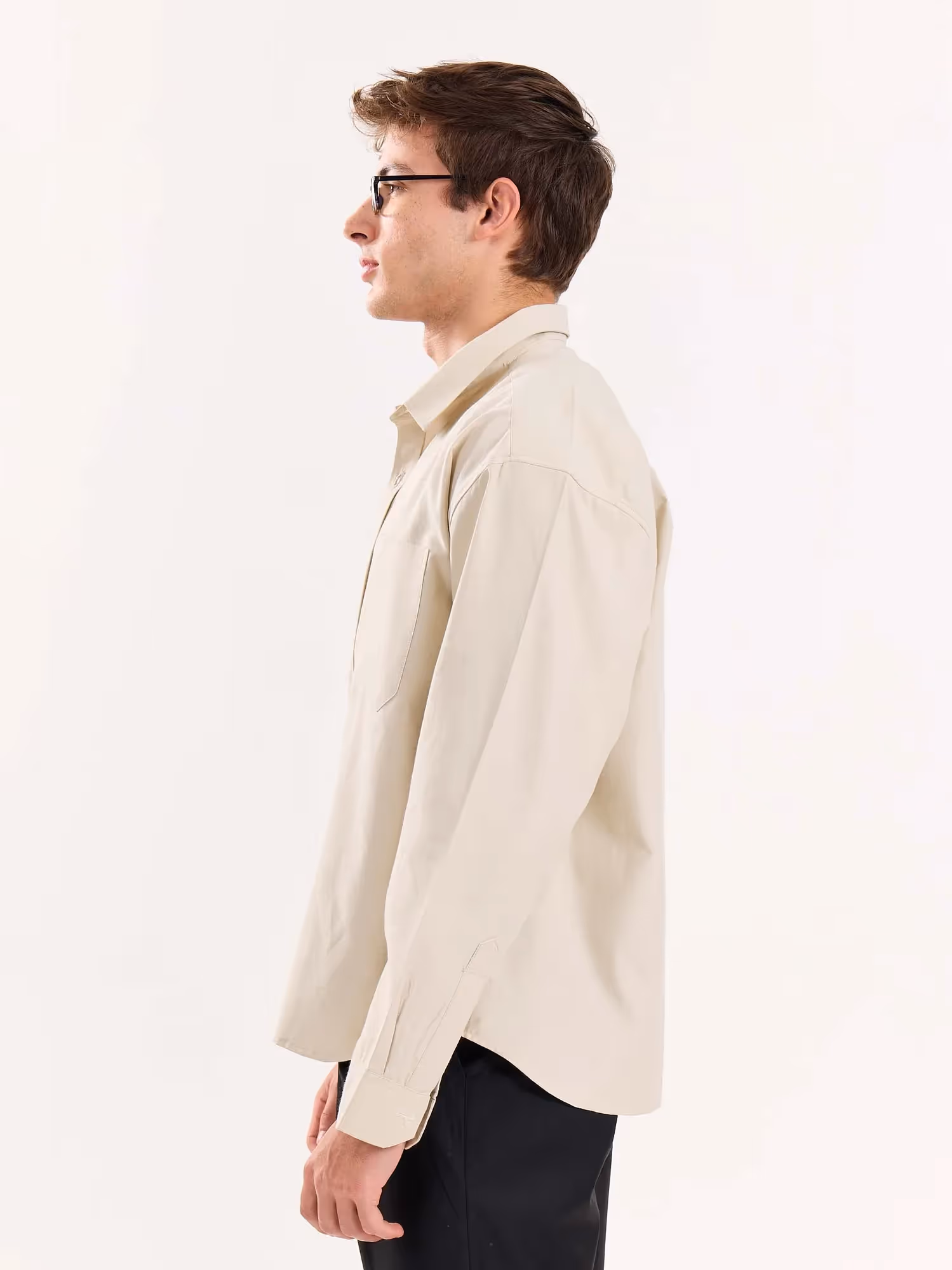 Beige Oversized Cropped Shirt  image 7