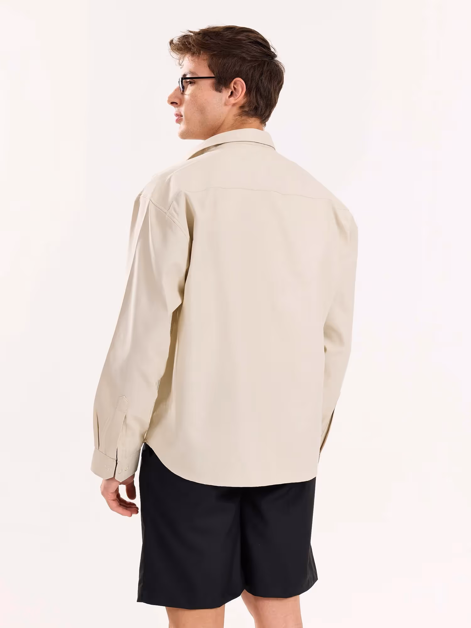Beige Oversized Cropped Shirt  image 8