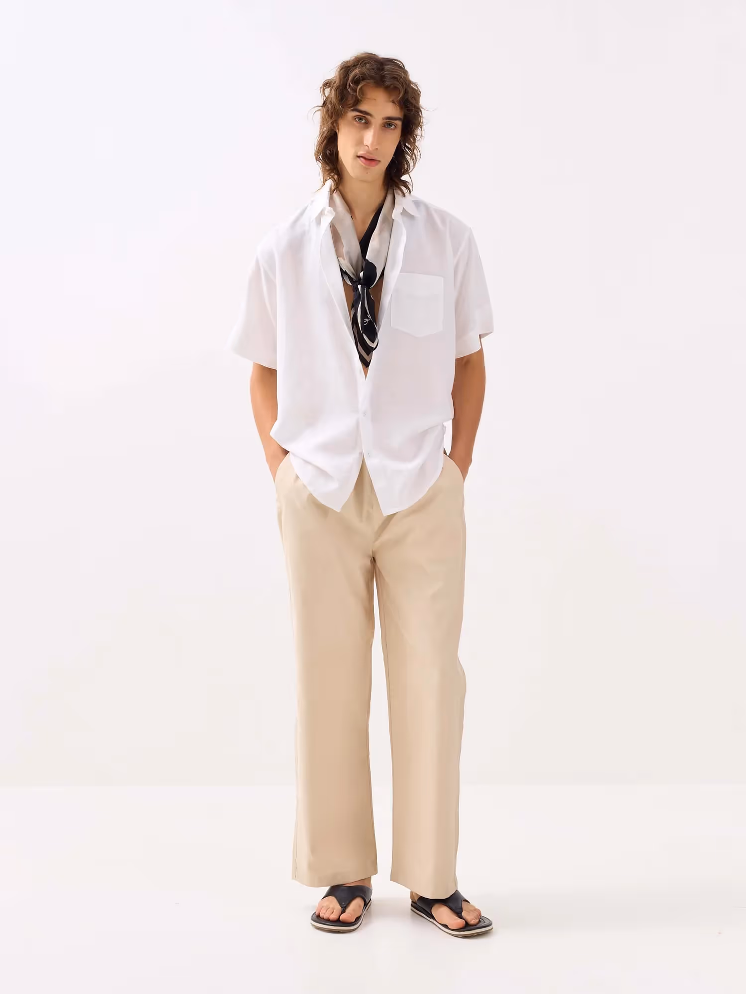 Beige Oxford Pull-on Pants image 1