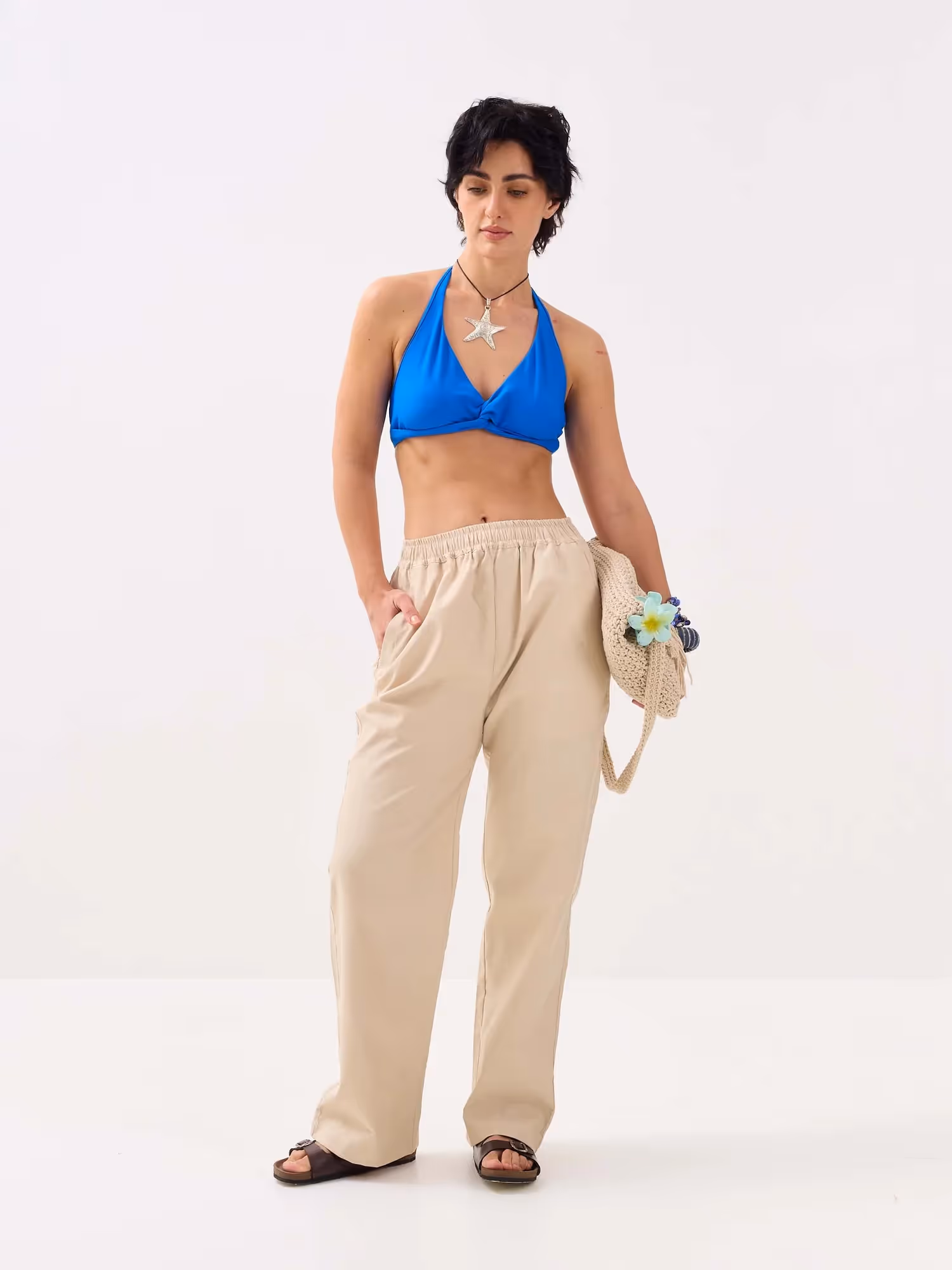Beige Oxford Pull-on Pants  image 2