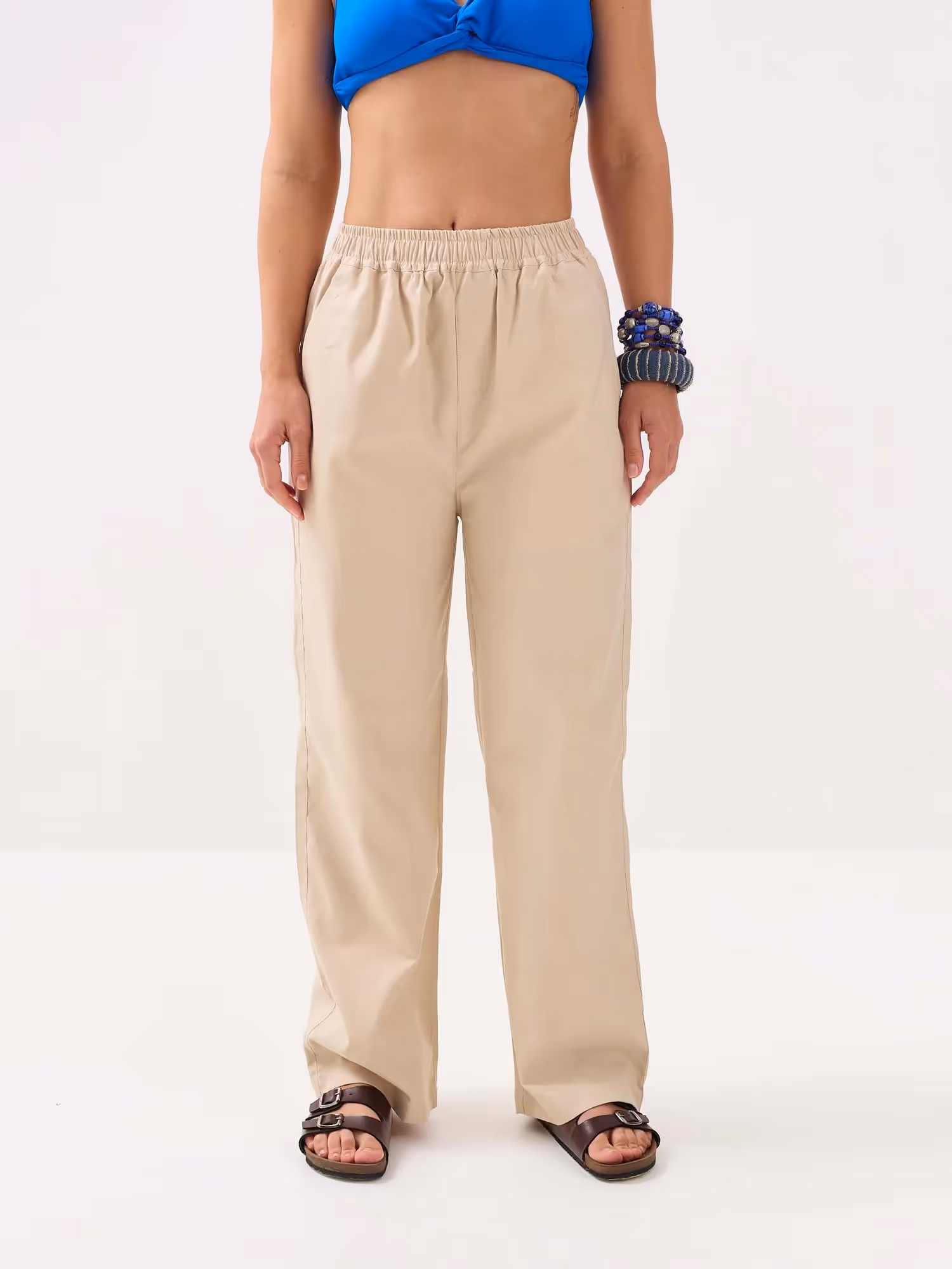 Beige Oxford Pull-on Pants  image 4