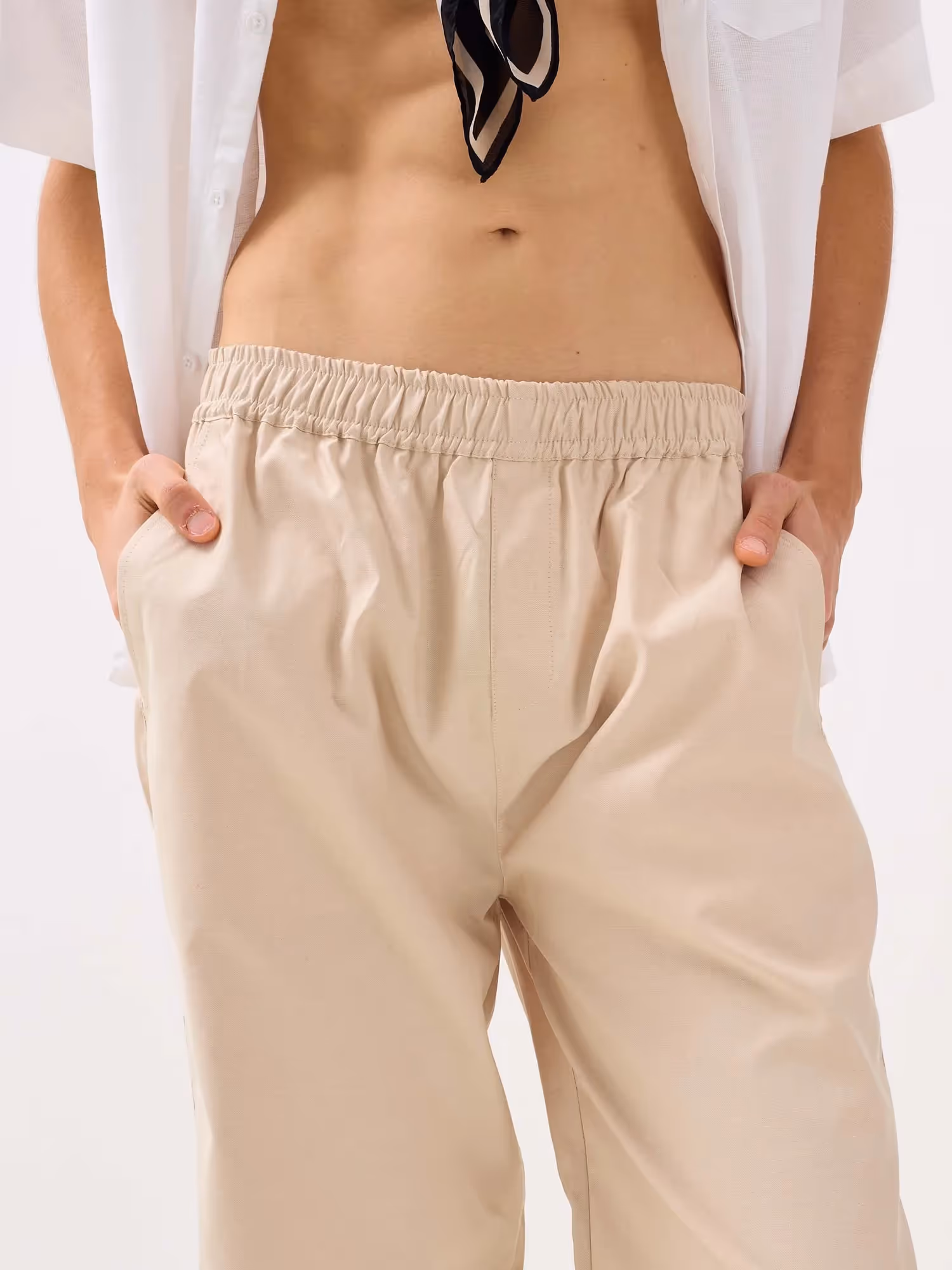 Beige Oxford Pull-on Pants  image 5
