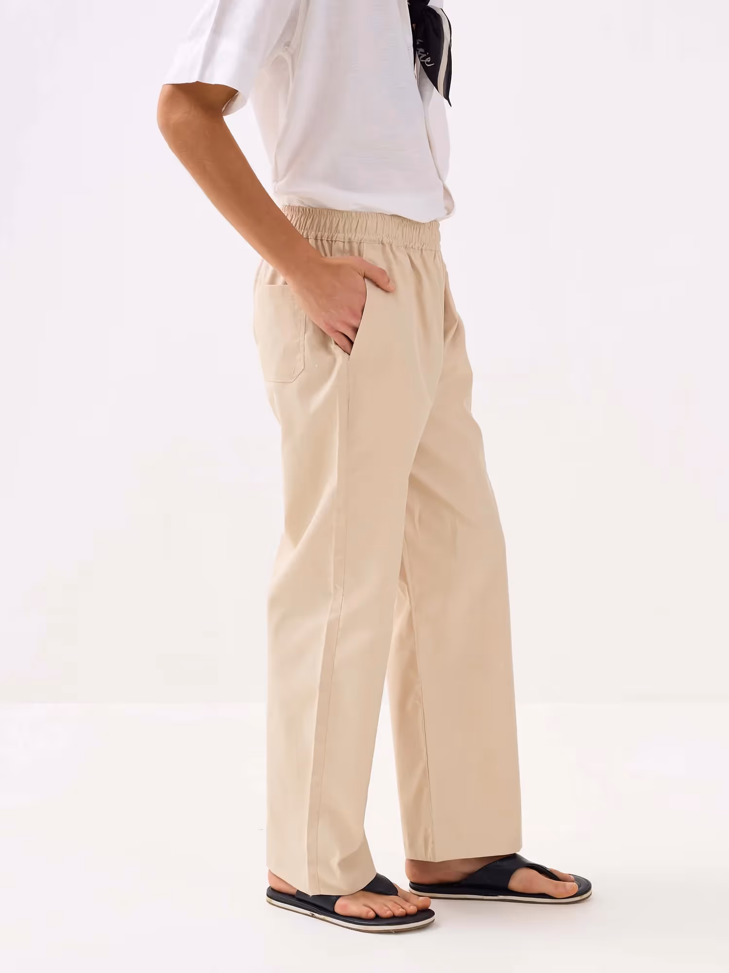 Beige Oxford Pull-on Pants  image 7