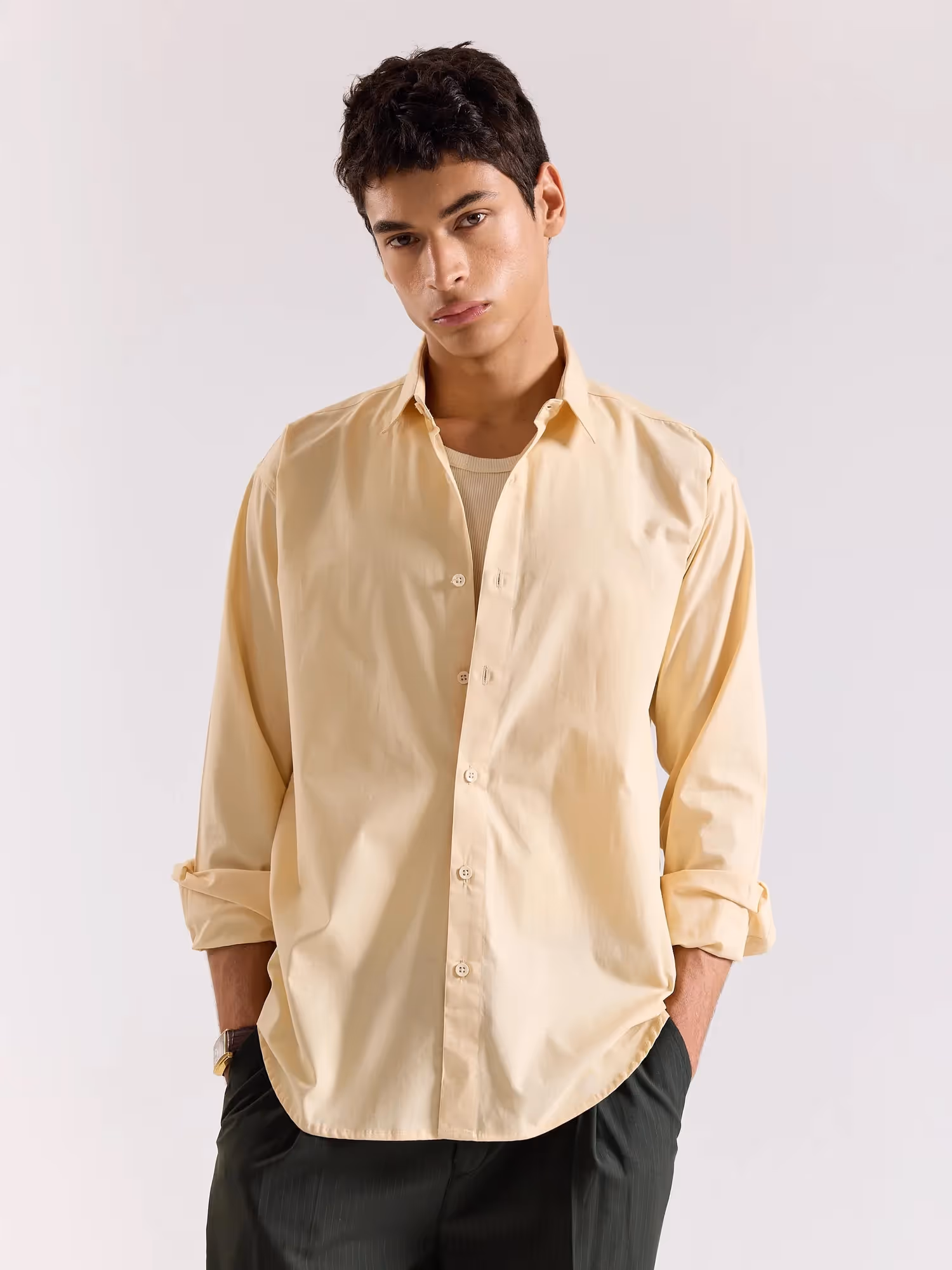 Beige Poplin Shirt image 4