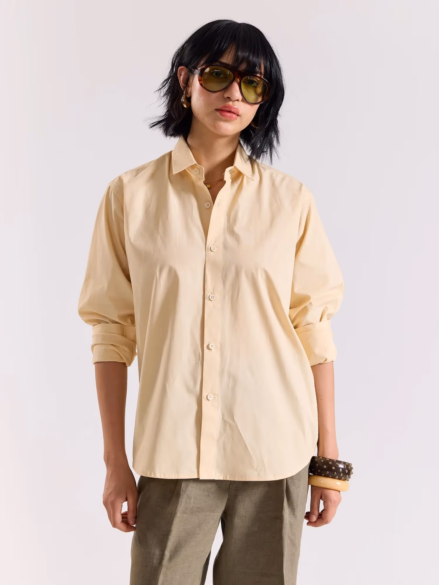 Beige Poplin Shirt image 5