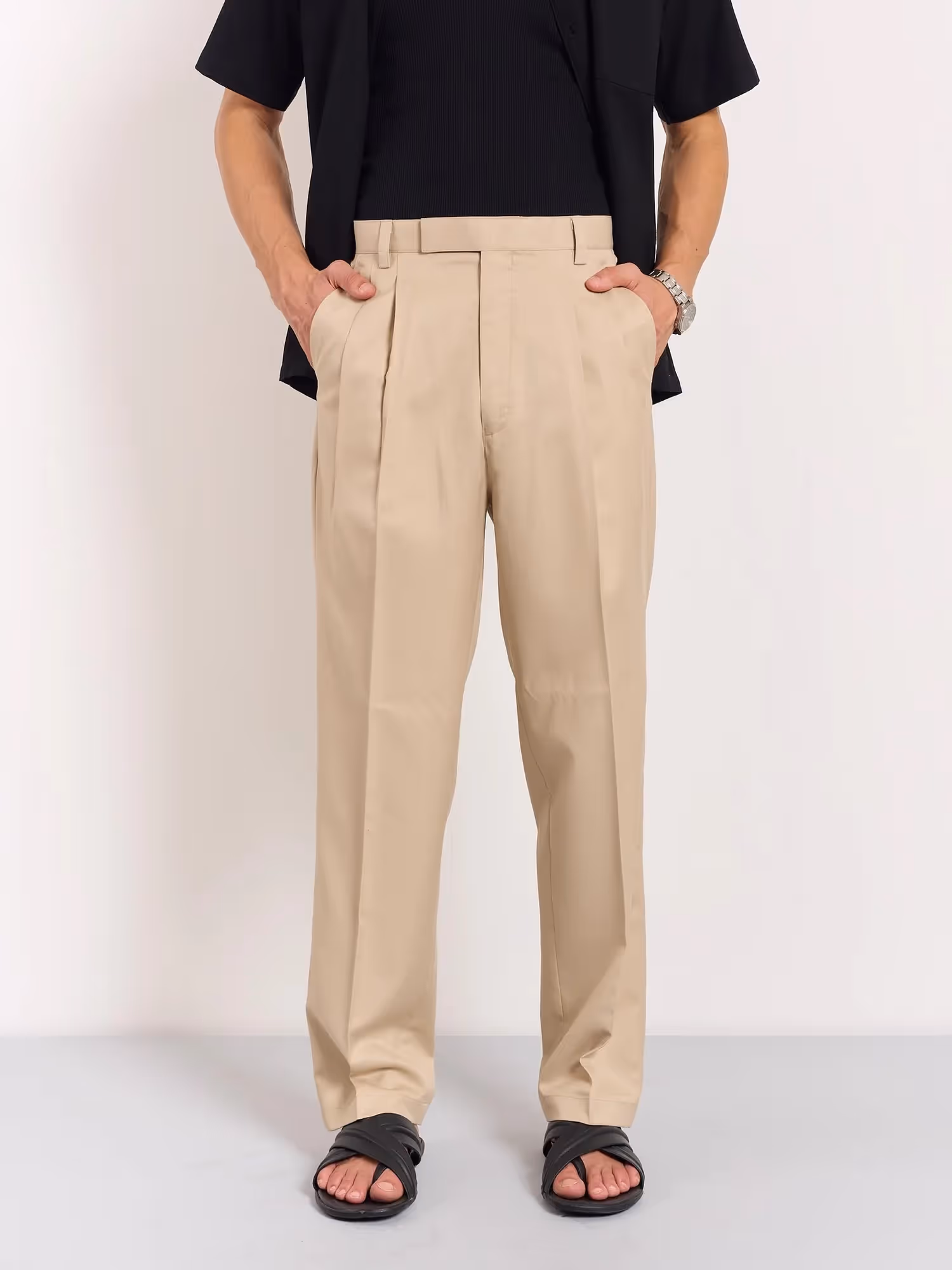 Beige Tailored Trousers  image 3