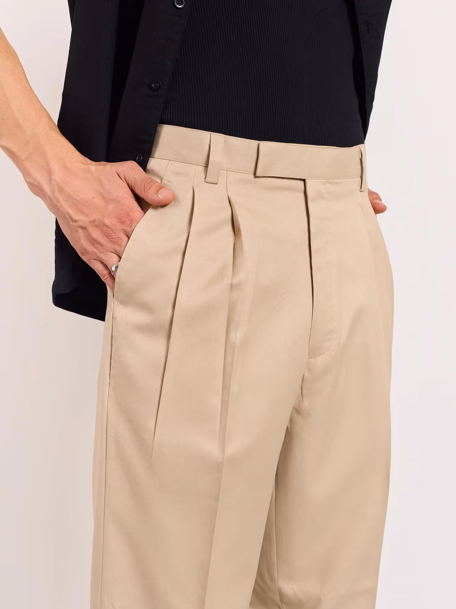 Beige Tailored Trousers  image 7
