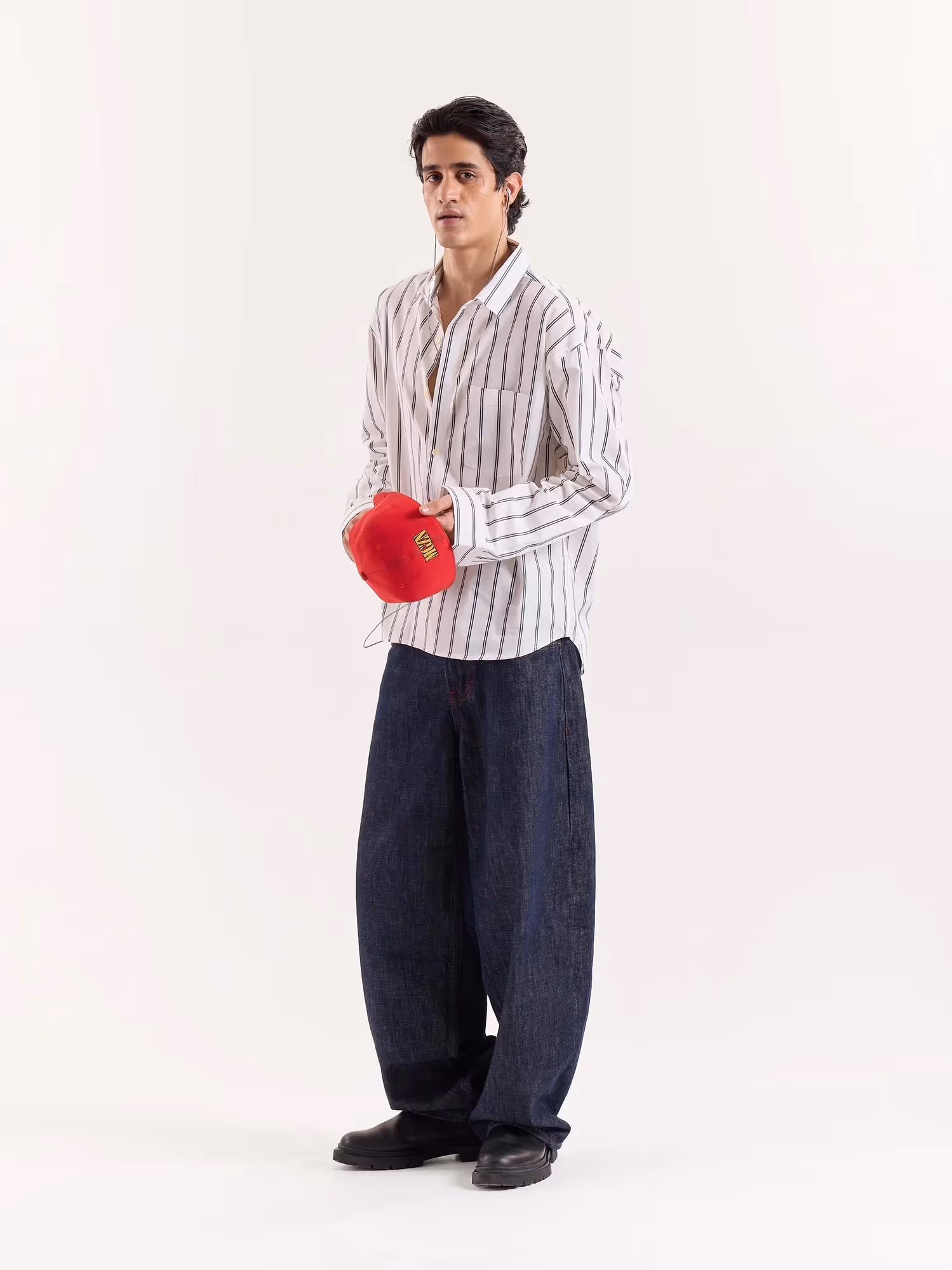 Black & White Striped Cropped Poplin Shirt image 7