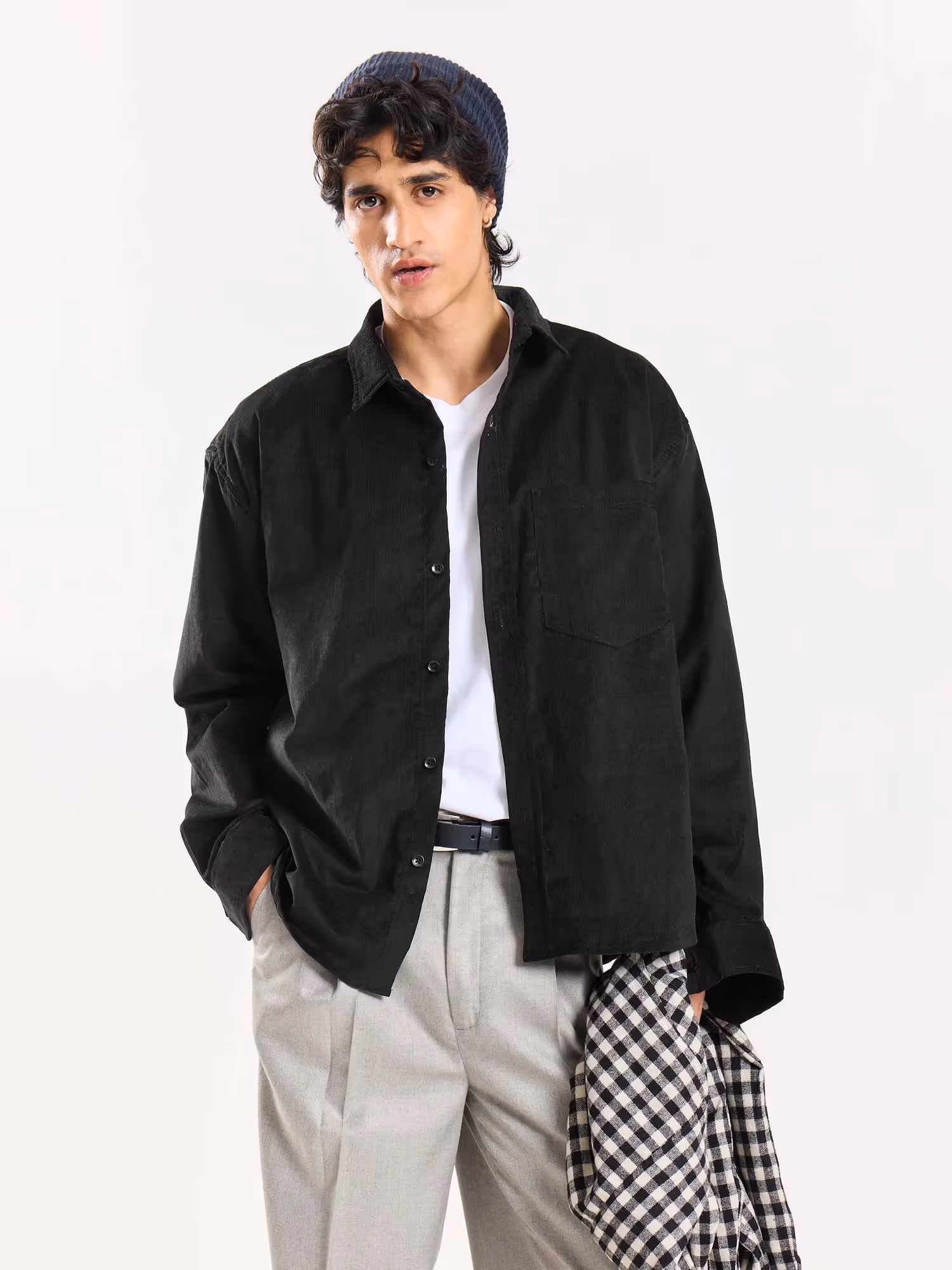 Black Corduroy Oversized Shirt  image 2