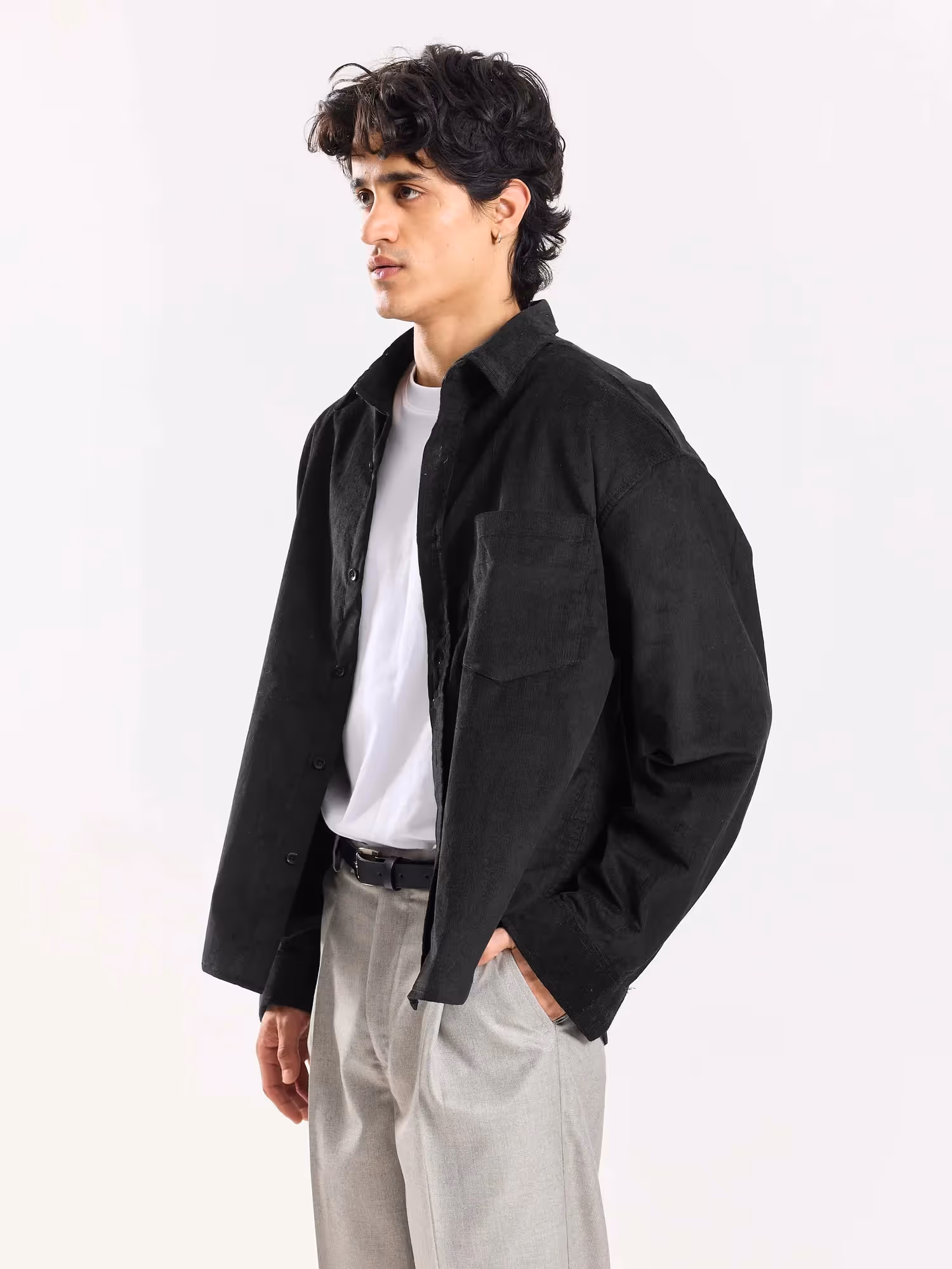 Black Corduroy Oversized Shirt  image 5