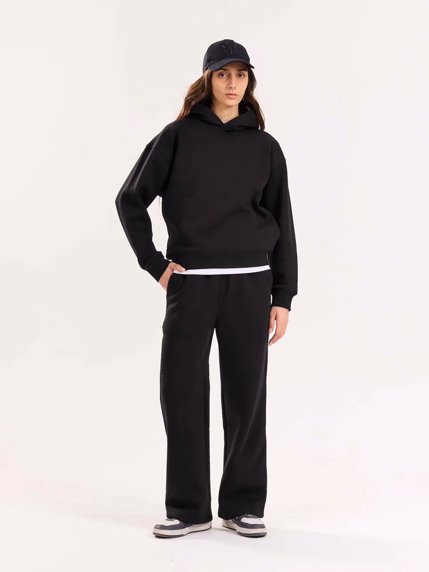 Black Cropped Fit Hoodie image 3