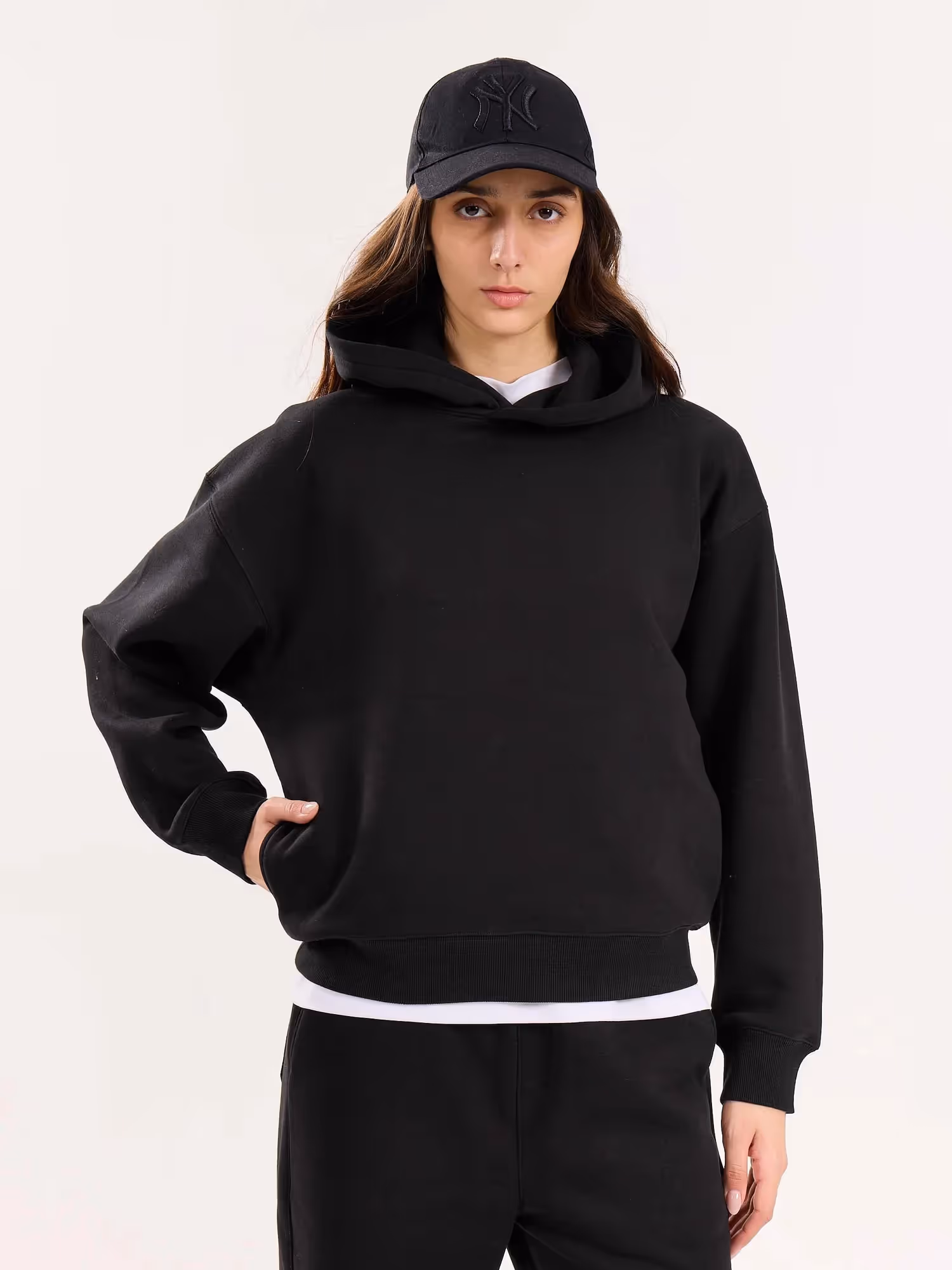 Black Cropped Fit Hoodie image 4