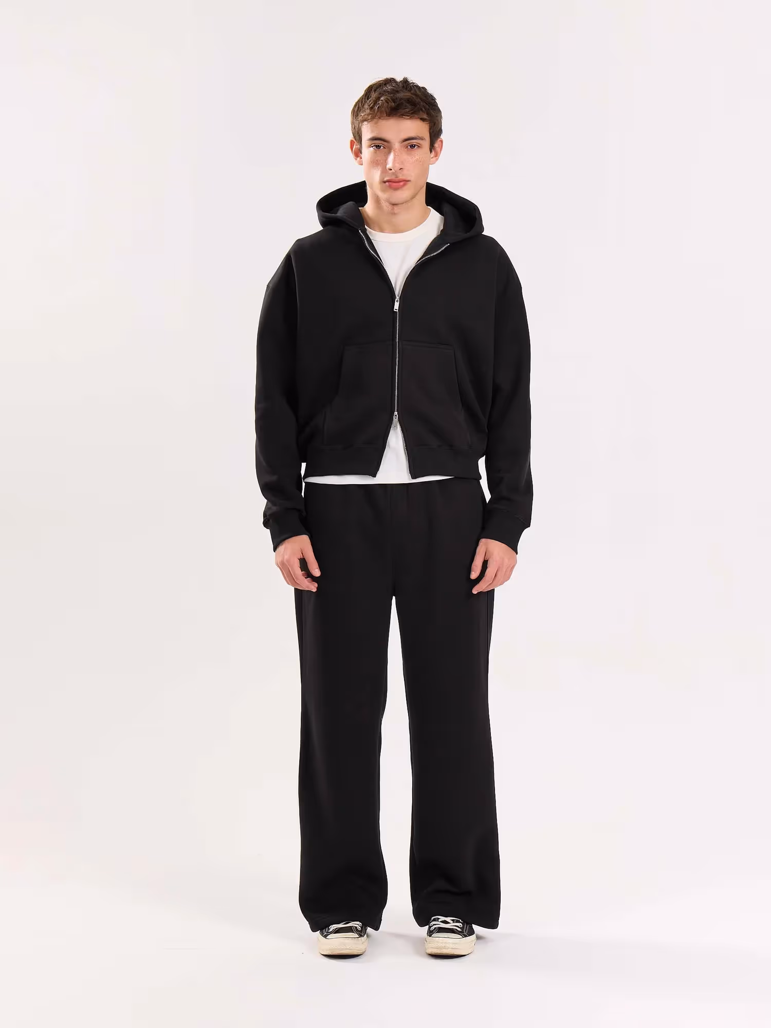 Black Cropped Zip-Up Hoodie image 1