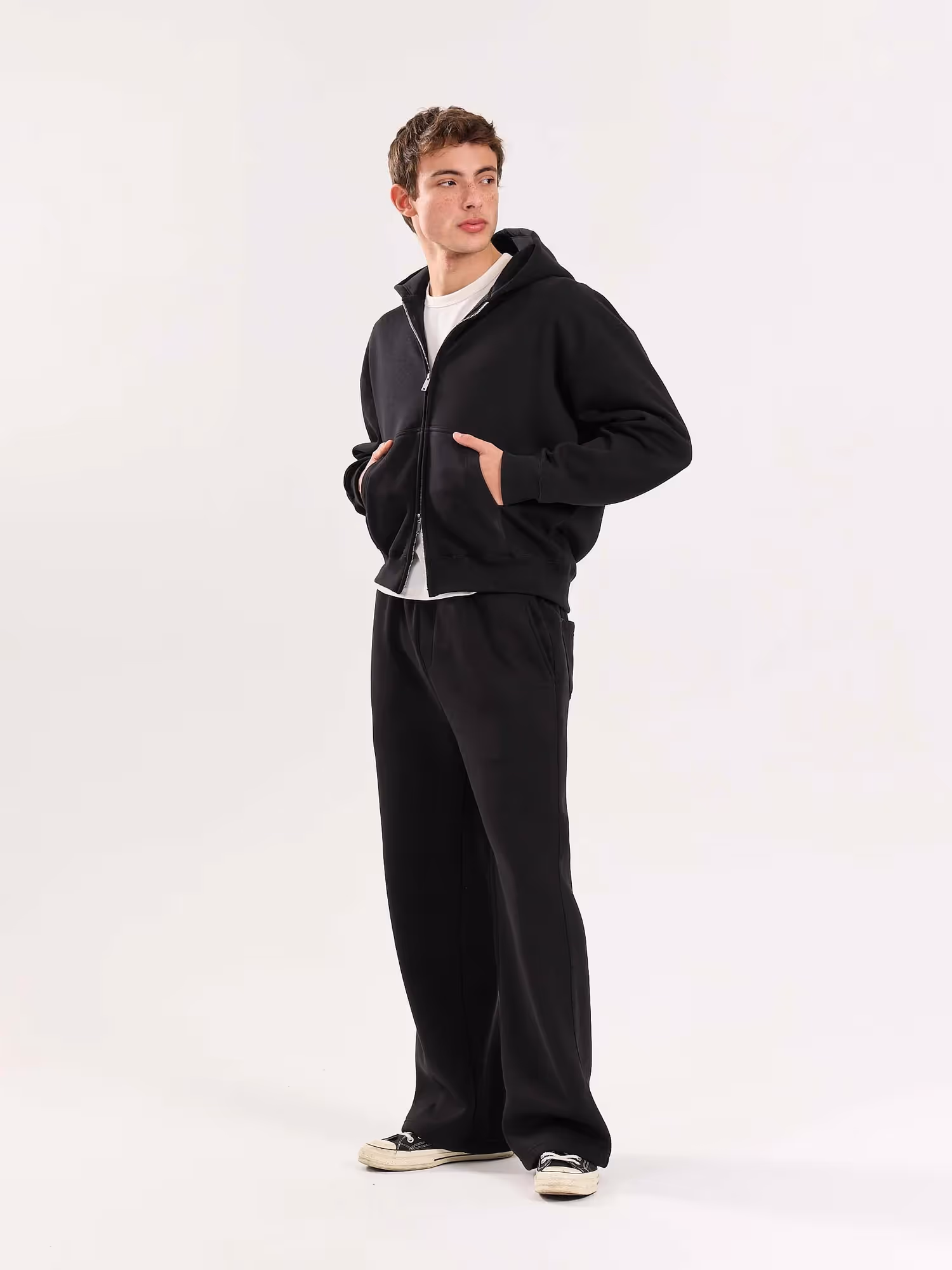 Black Cropped Zip-Up Hoodie image 5