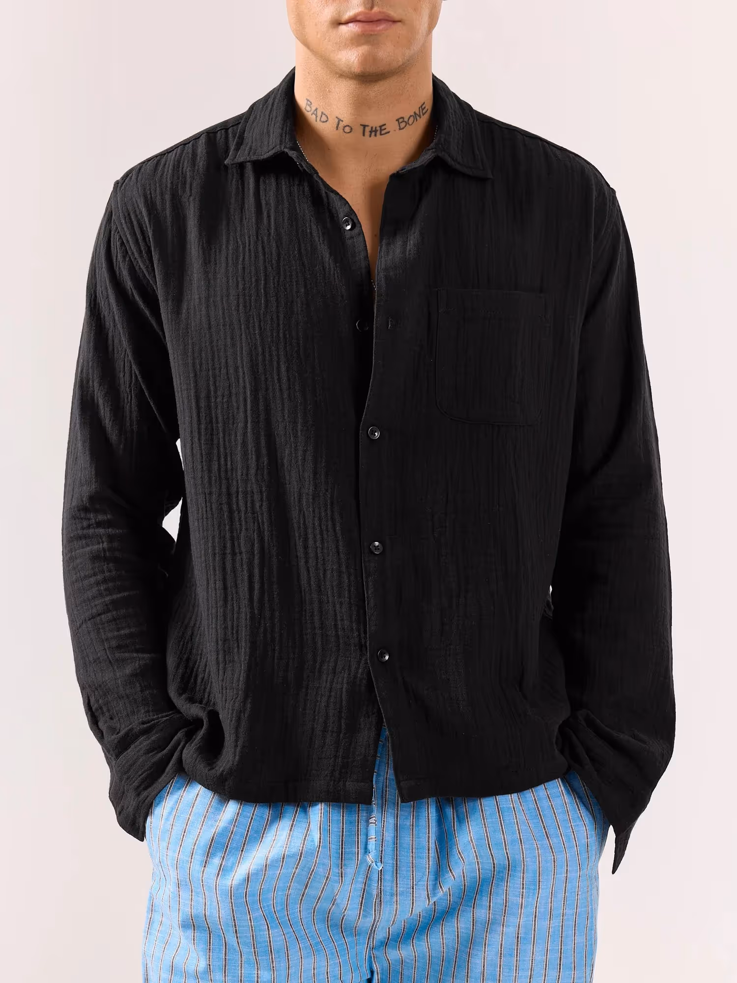 Black Gauze Holiday Shirt  image 3
