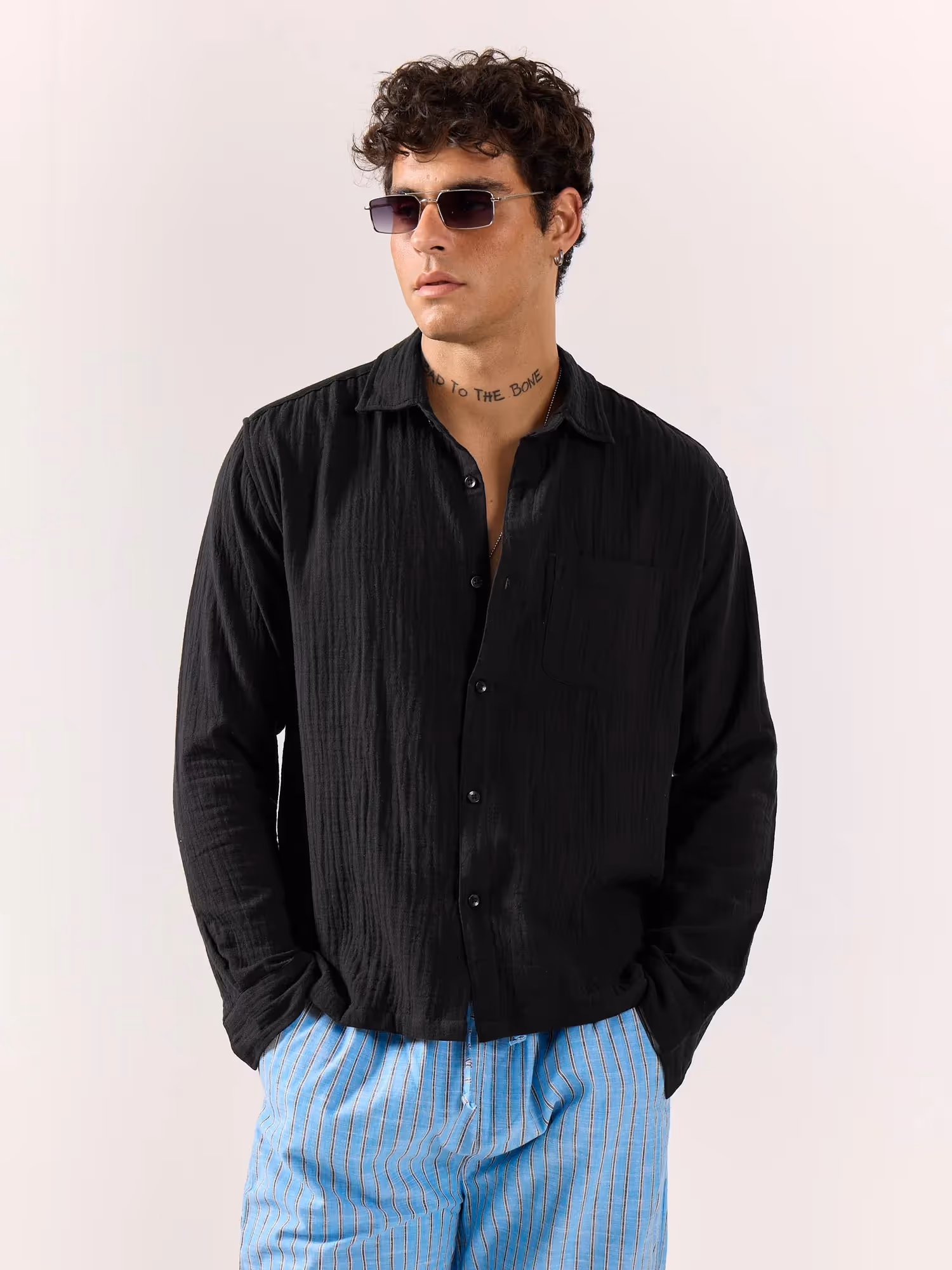 Black Gauze Holiday Shirt  image 5