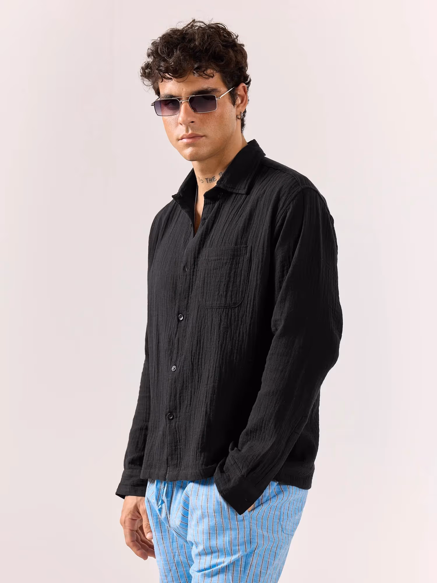 Black Gauze Holiday Shirt  image 6