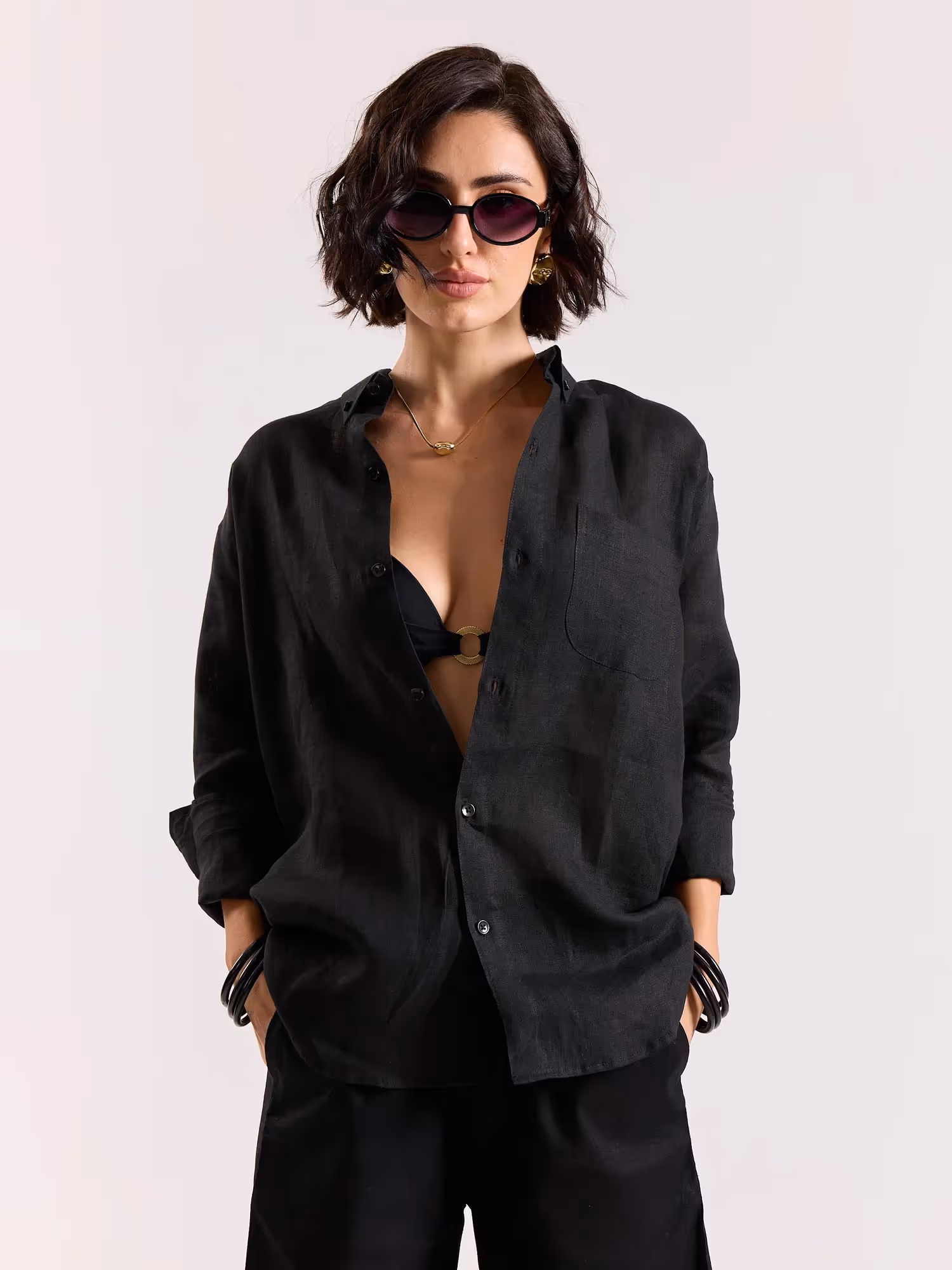 Black Irish Linen Shirt image 4