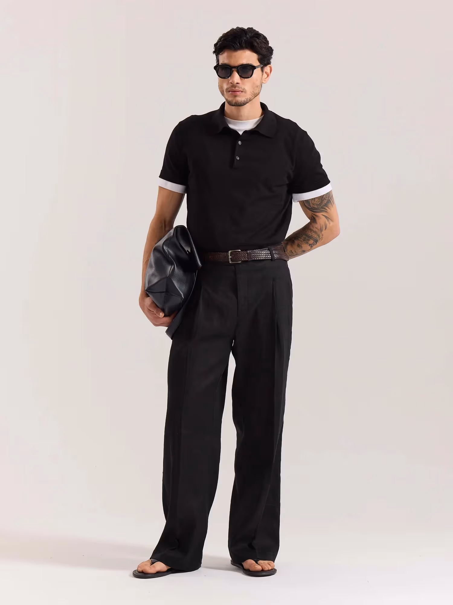 Black Linen Baggy Fit Trousers image 1