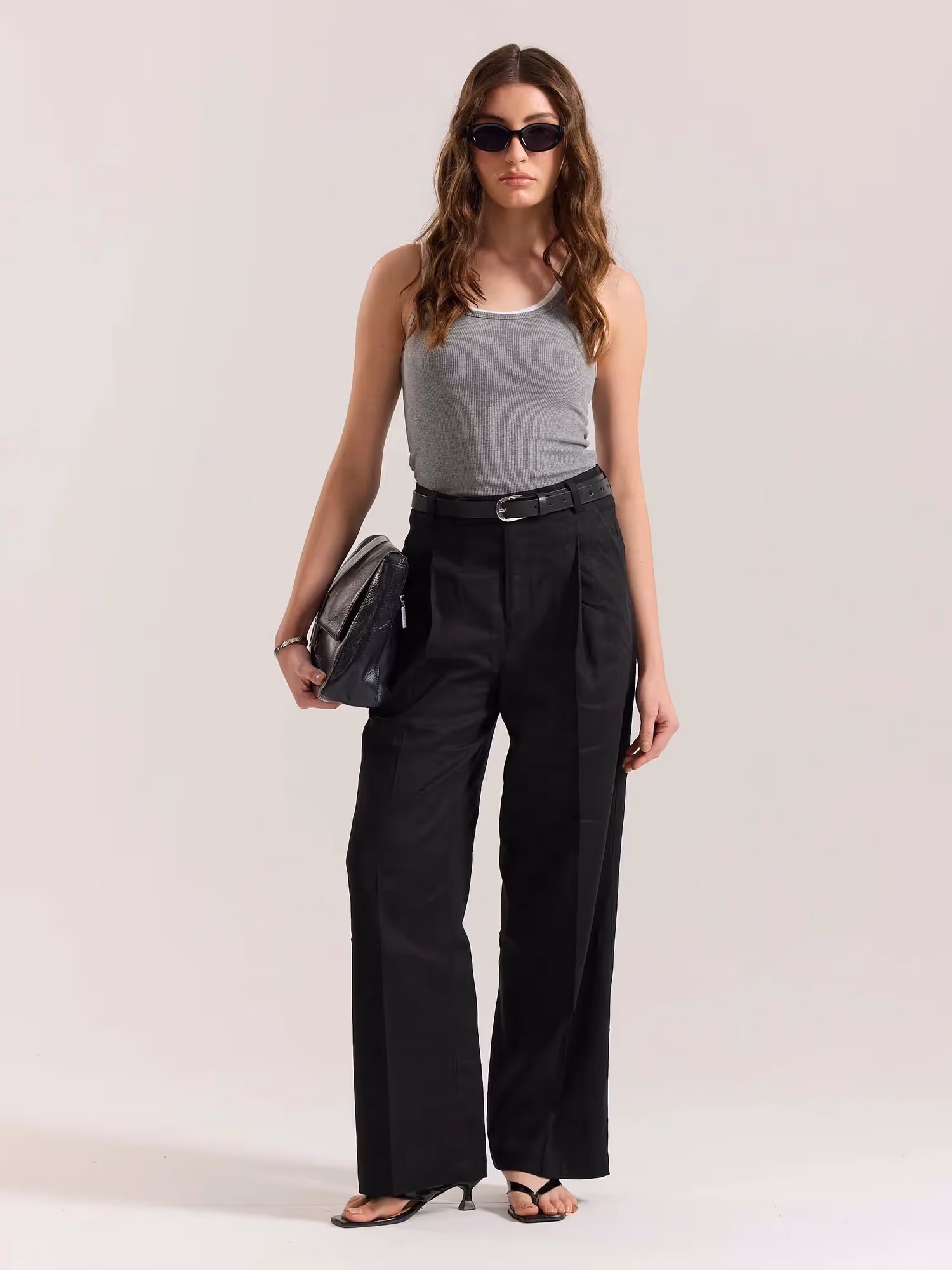 Black Linen Baggy Fit Trousers image 2