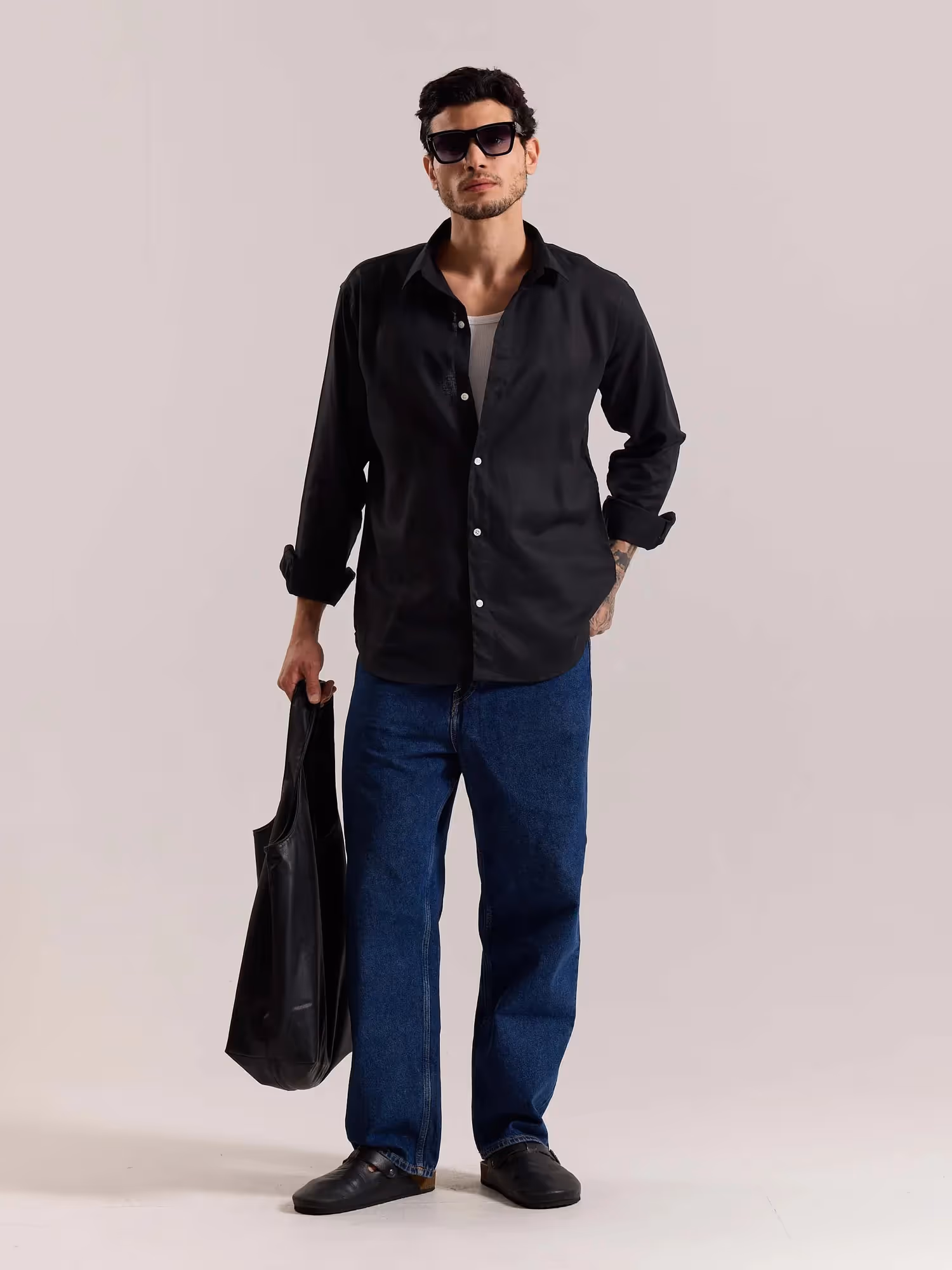 Black Linen-blend Shirt image 1