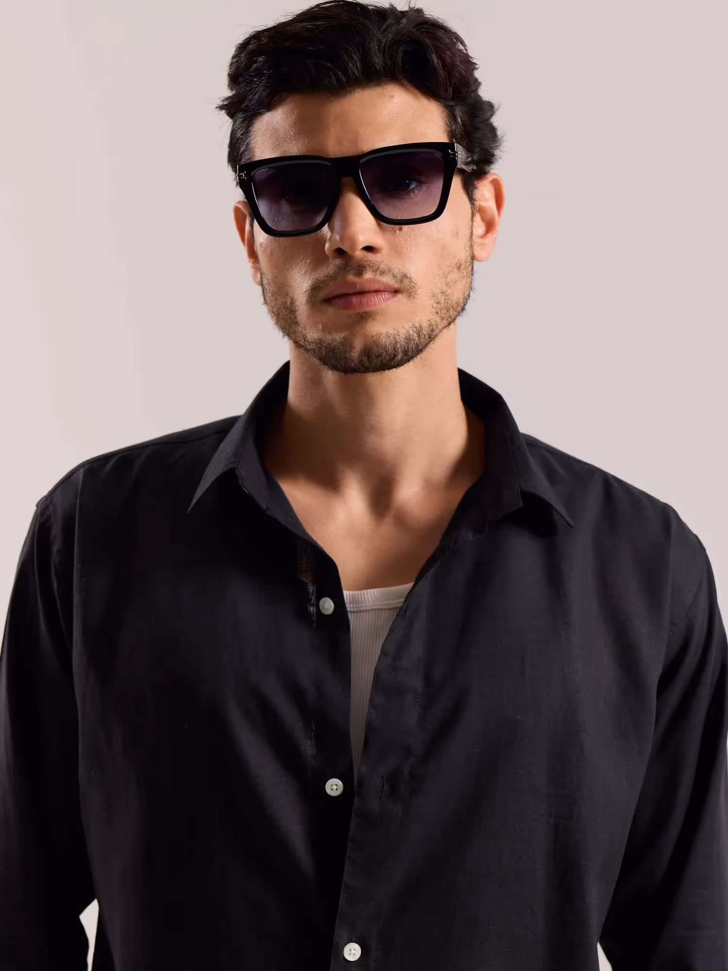 Black Linen-blend Shirt  image 5