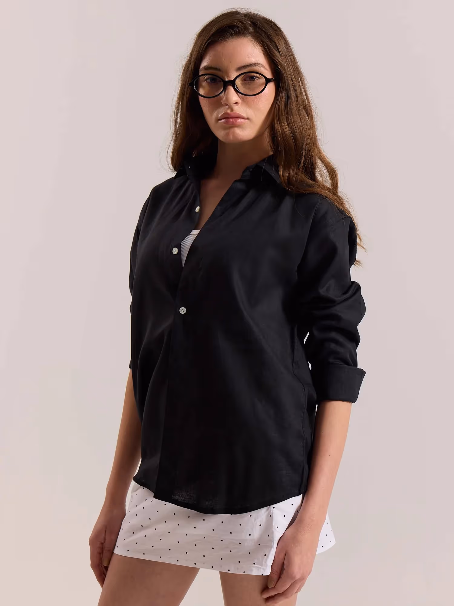 Black Linen-blend Shirt  image 6