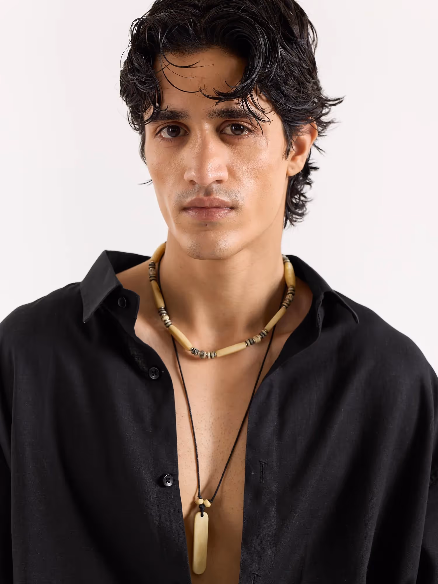 Black Linen Cropped Shirt image 5