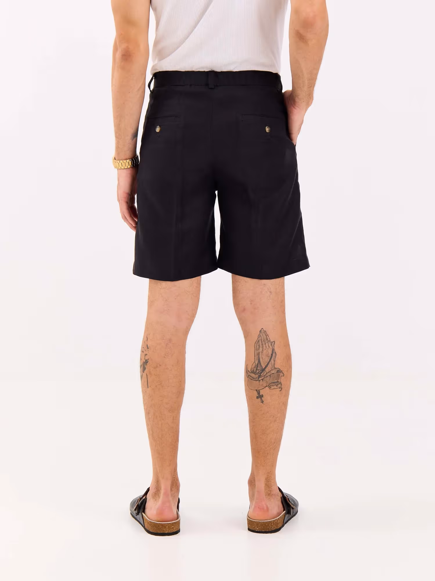 Black Linen Trouser Shorts image 7