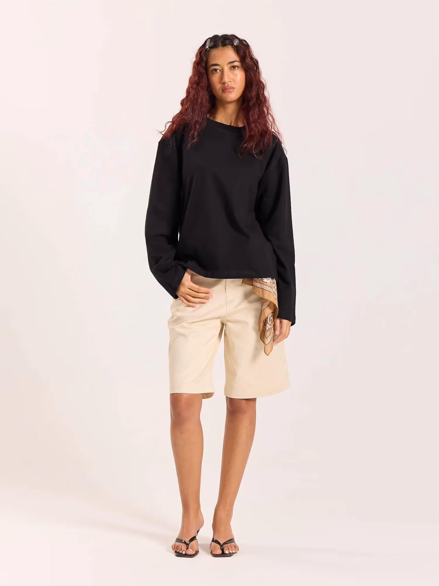 Black Loose Fit Cropped T-Shirt image 2