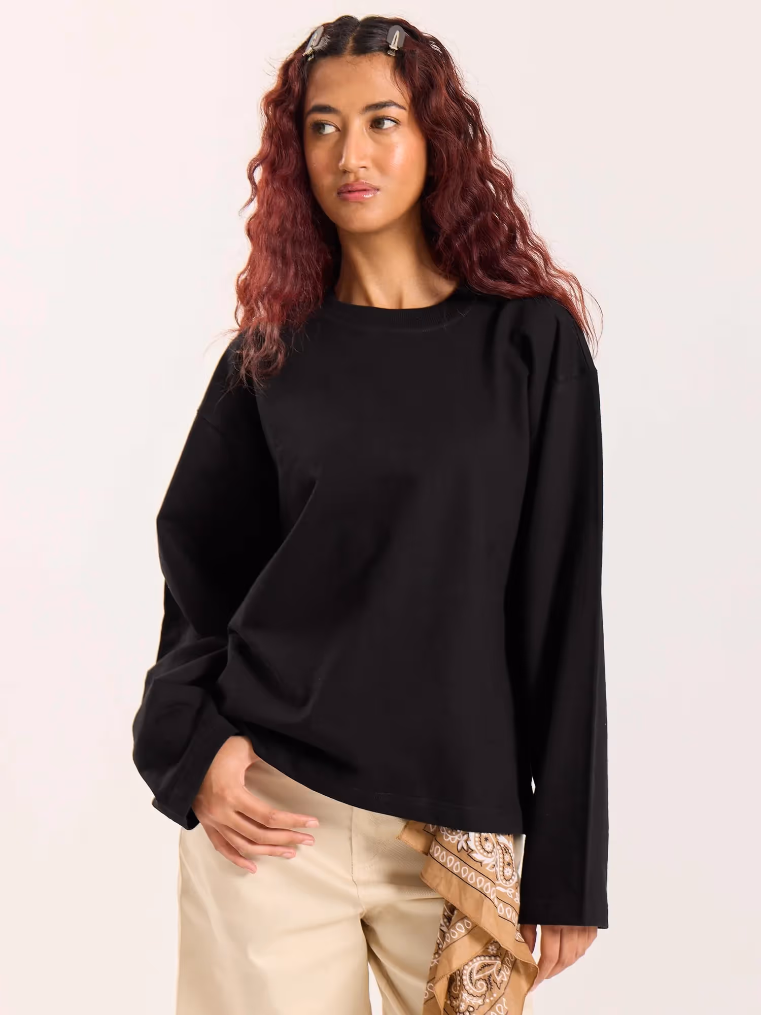 Black Loose Fit Cropped T-Shirt image 4